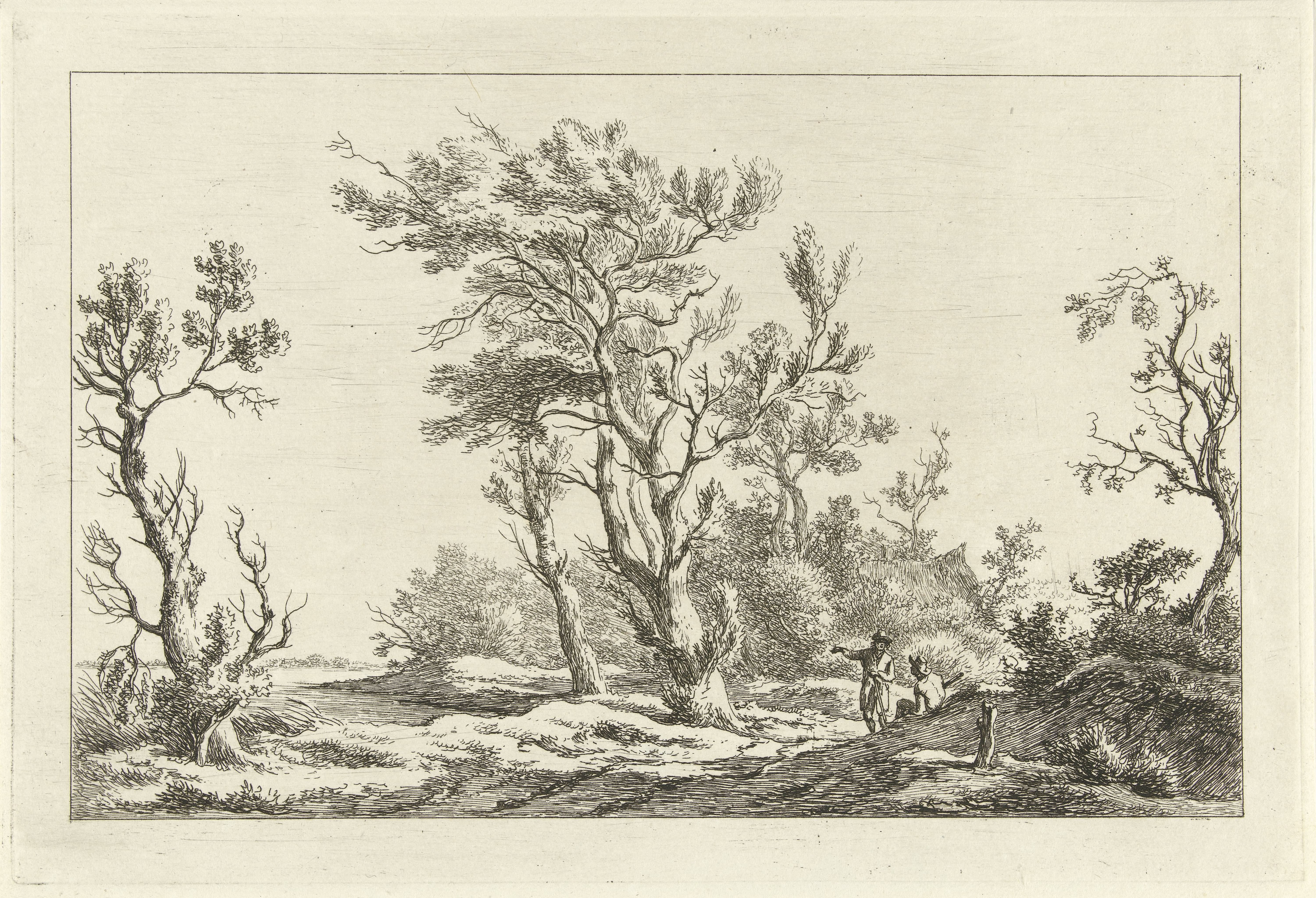 Reizigers in een landschap
