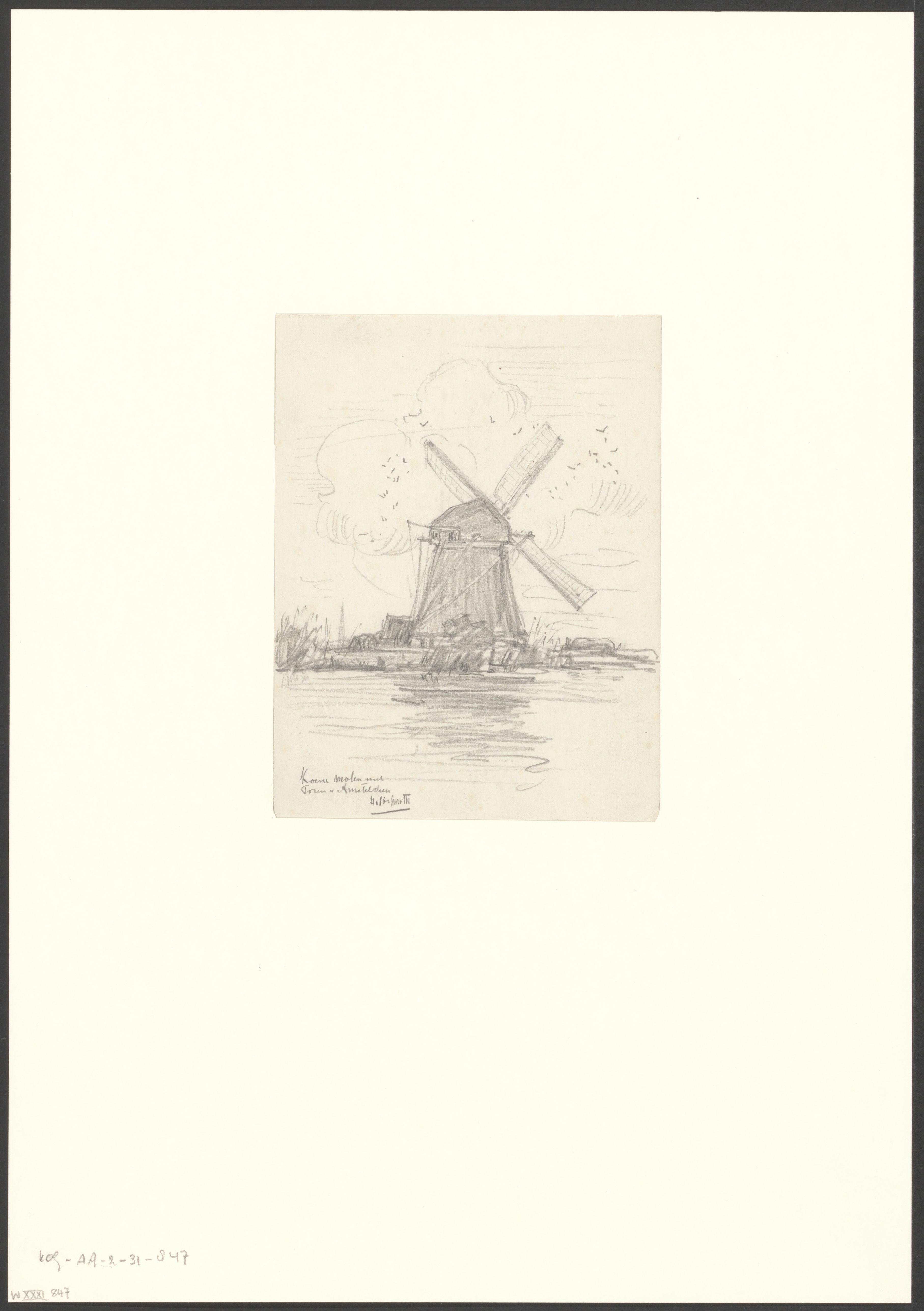 Gezicht op de Koenenmolen aan de Nieuwe Meer