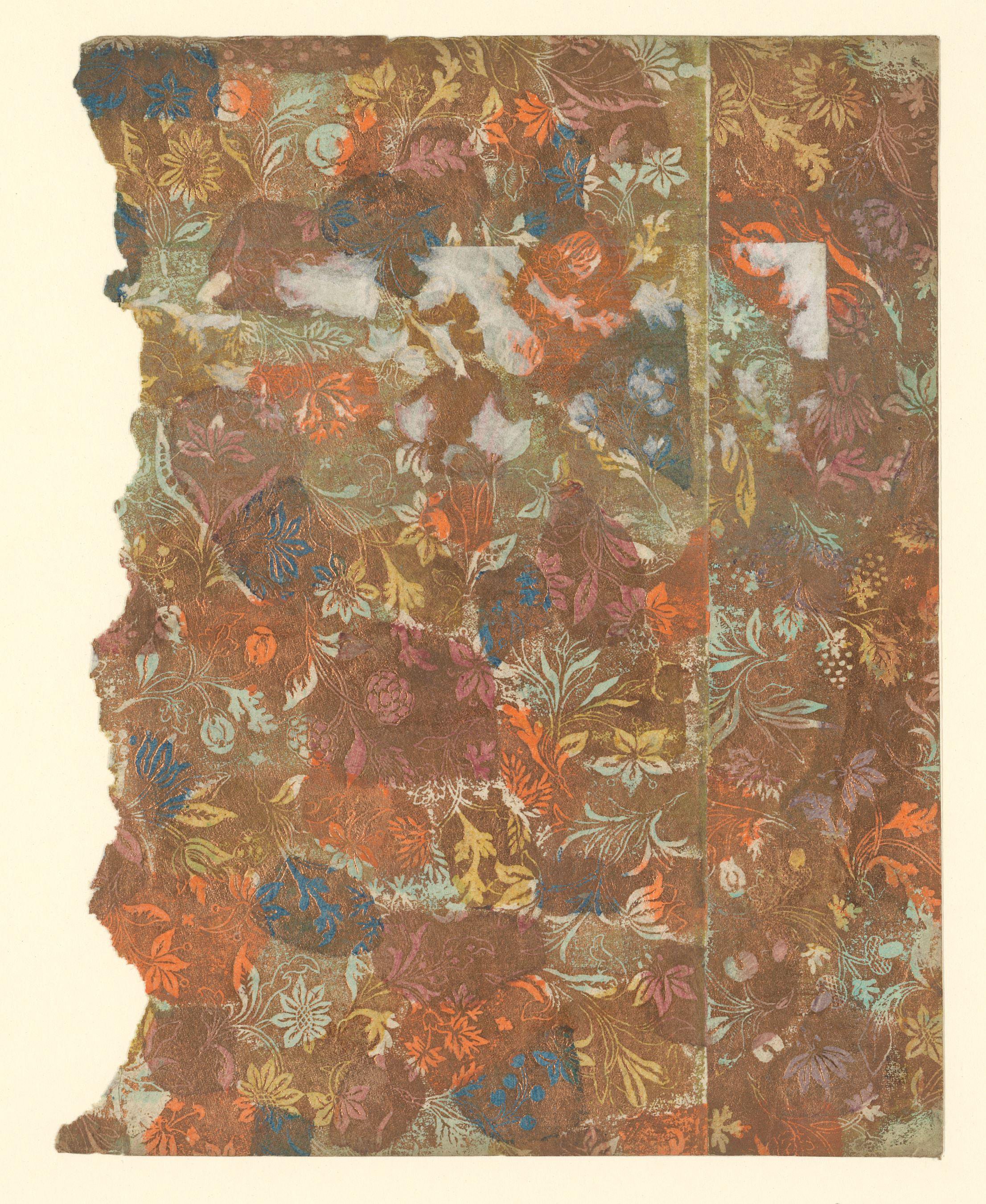 Blad met ranken met bloemen en vruchten