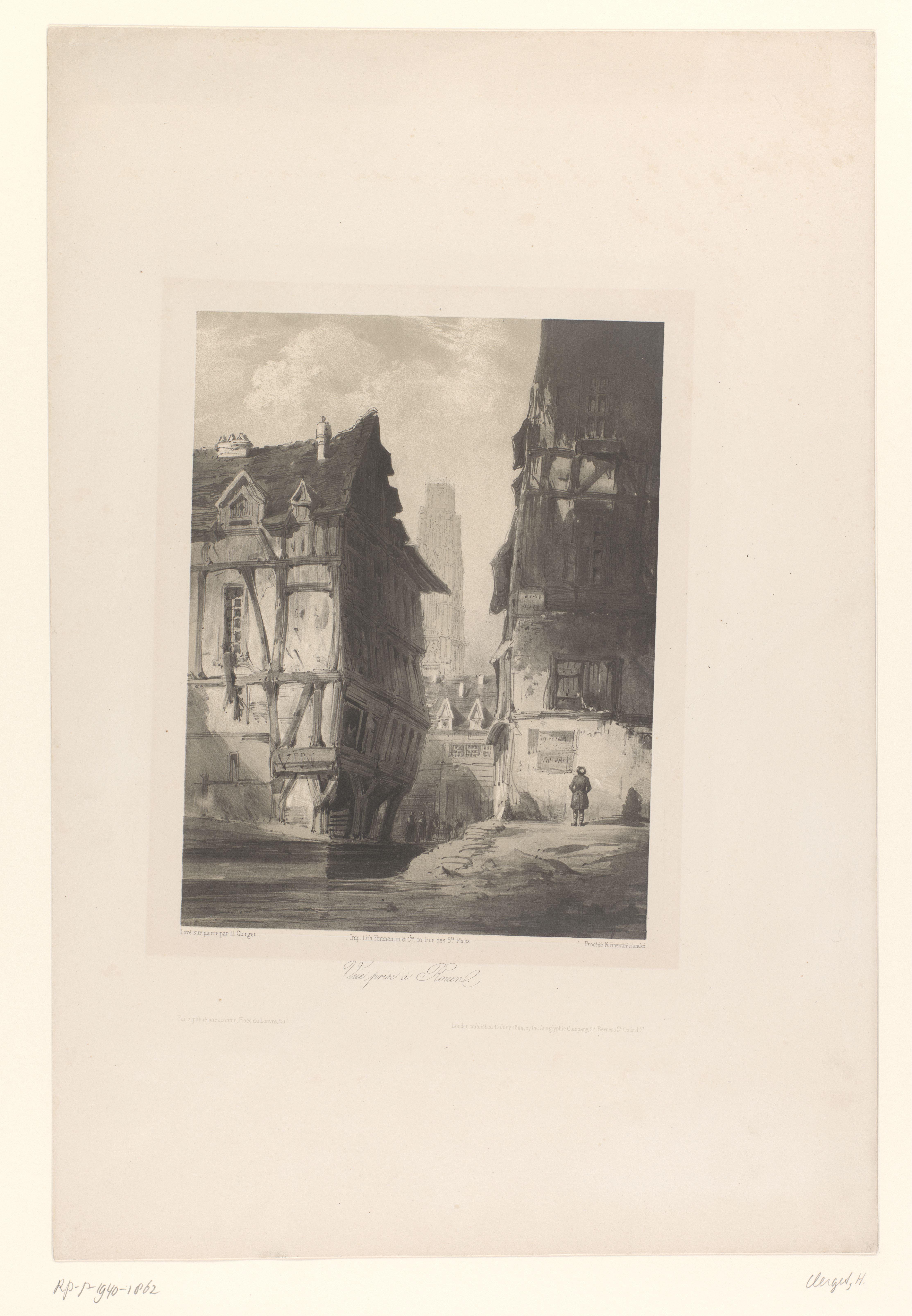 Zicht op huizen en de kathedraal in Rouen