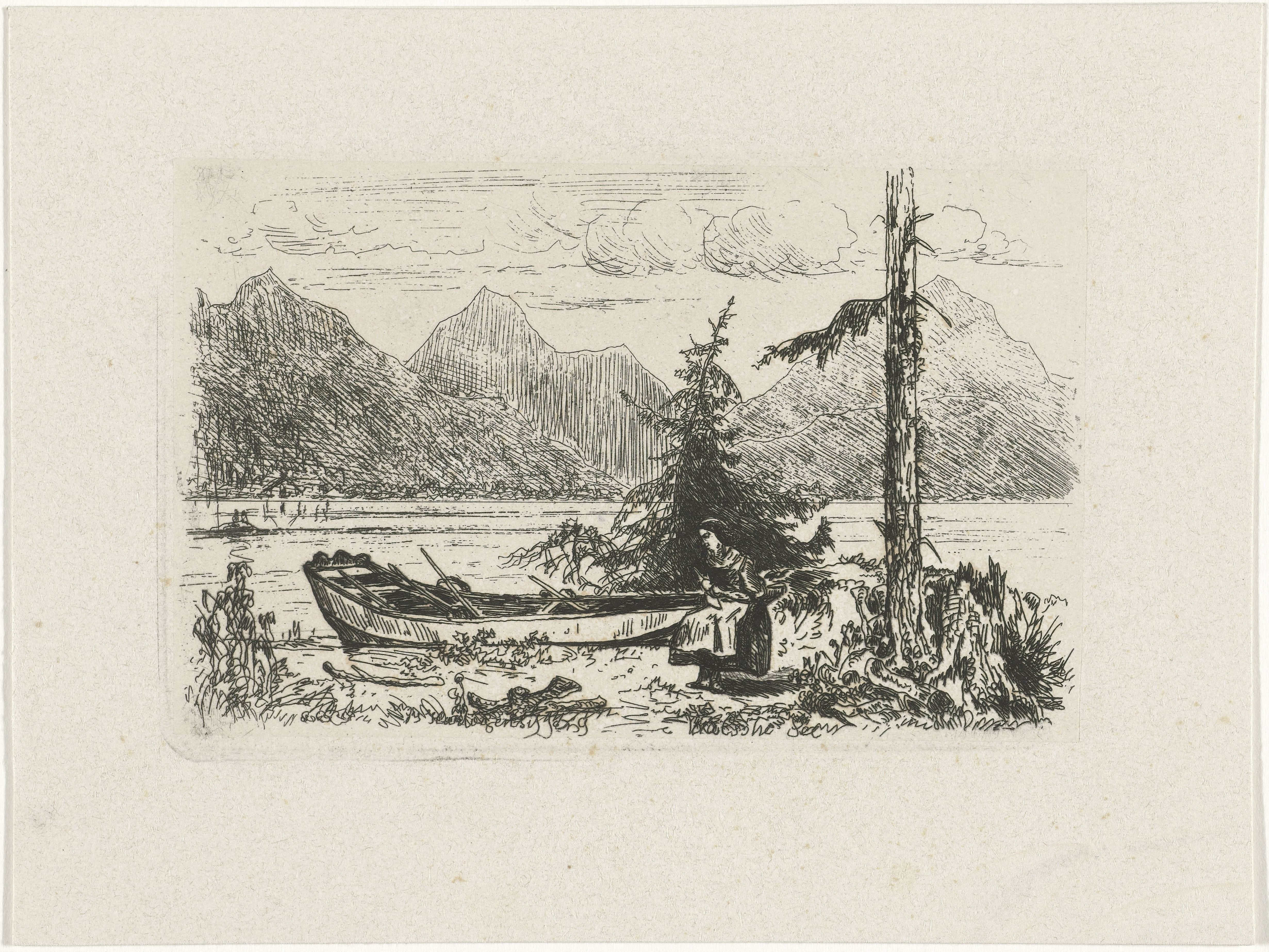 Berglandschap met een aangemeerde boot