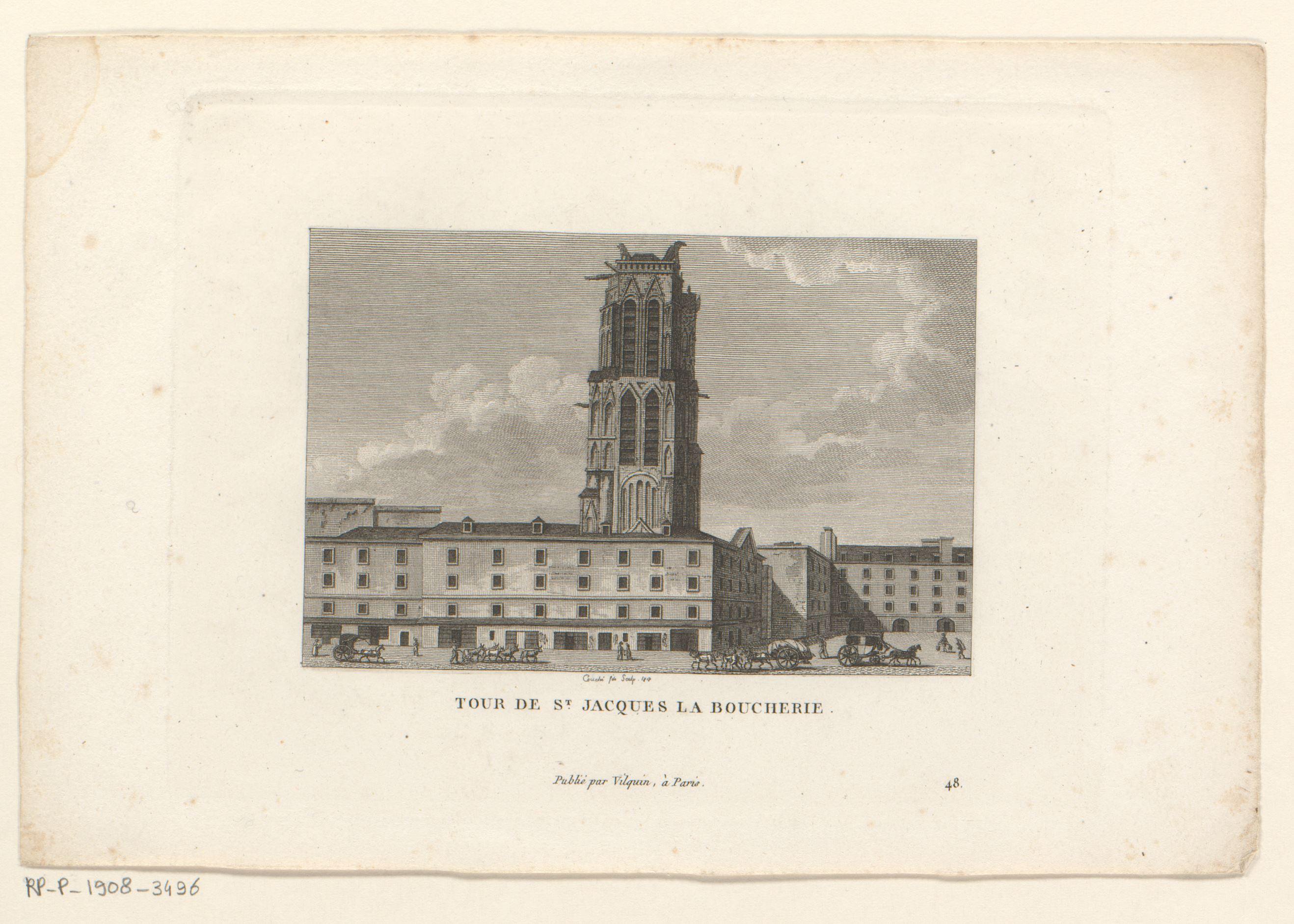 Gezicht op de Tour Saint-Jacques te Parijs