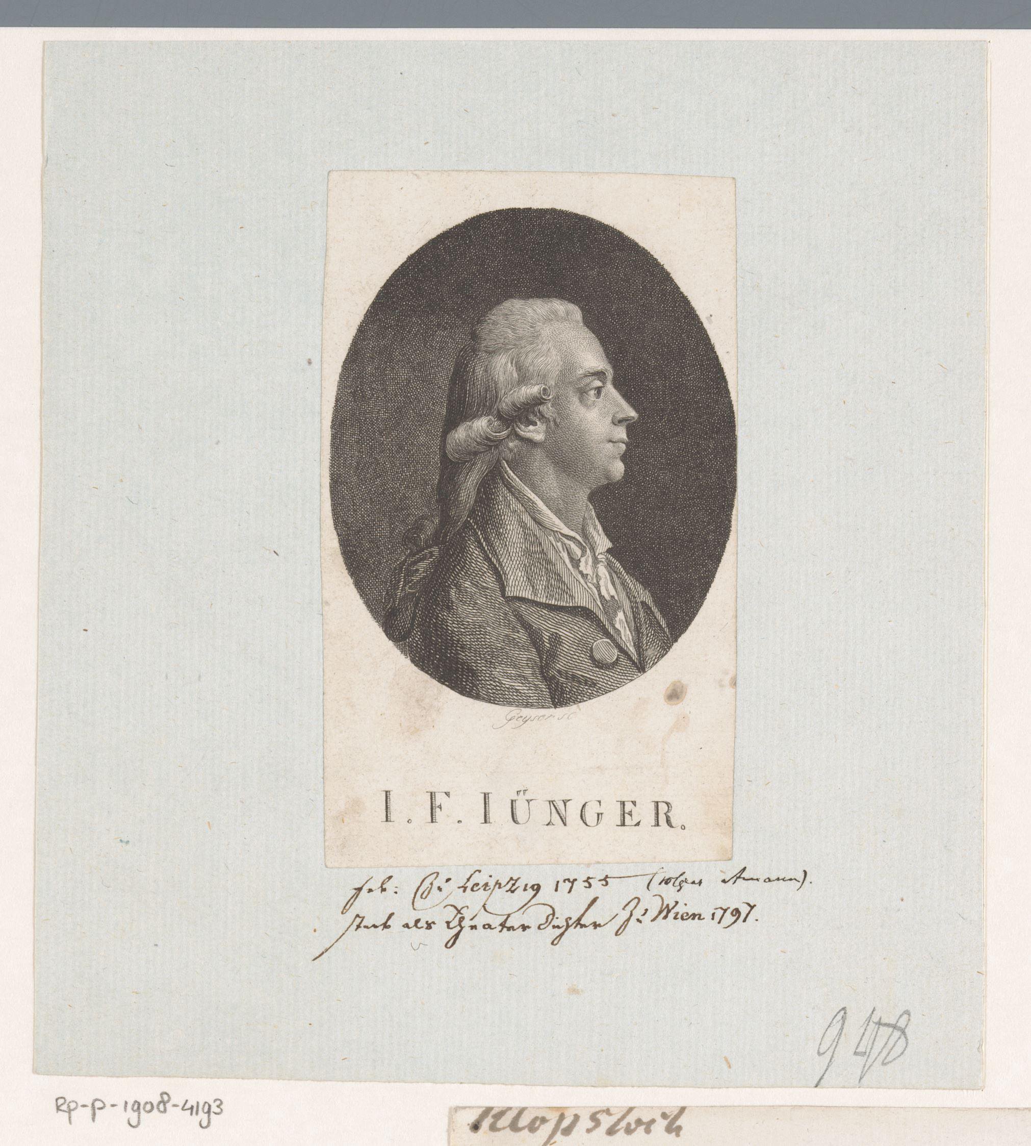 Portret van Johann Friedrich Jünger