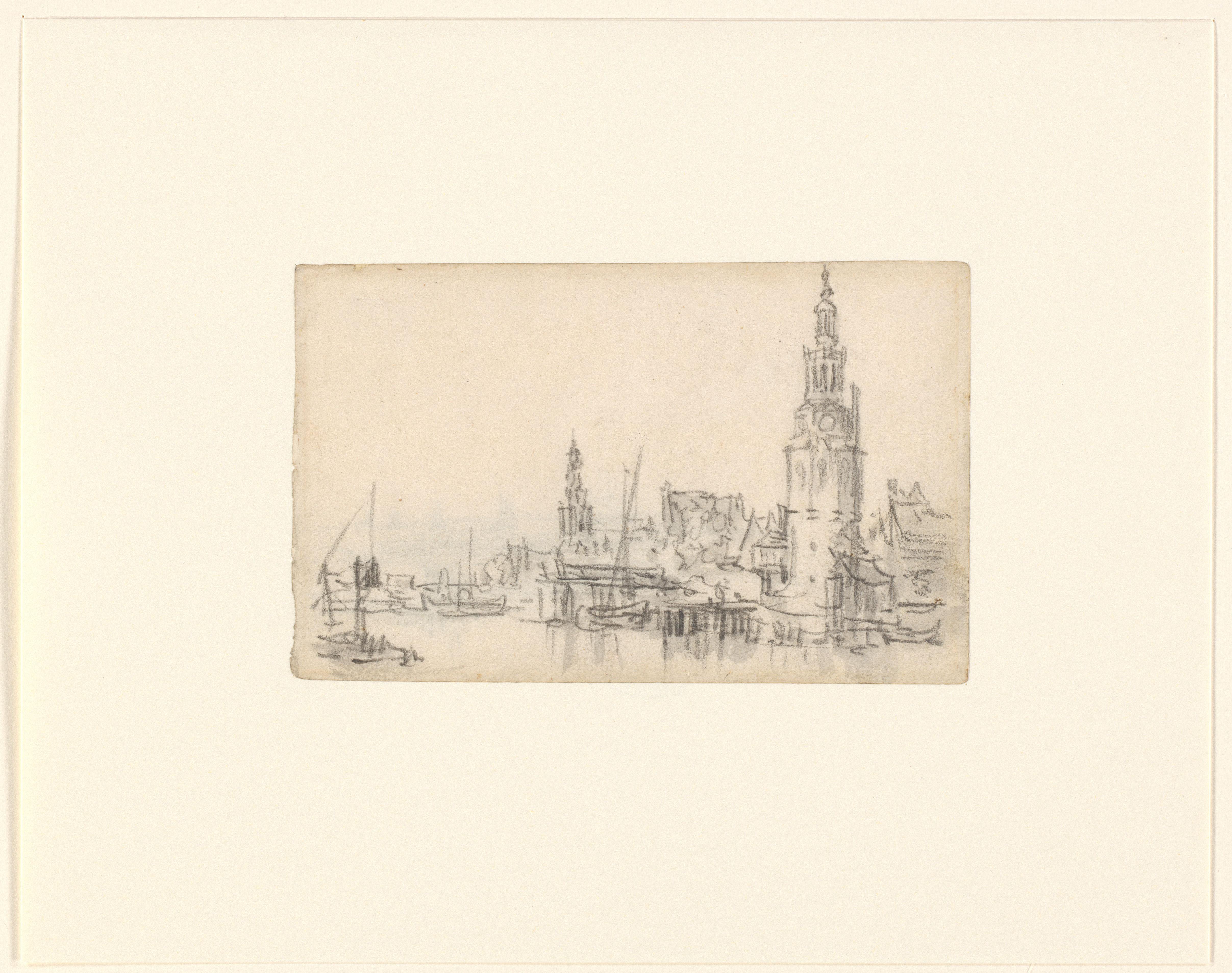 View of the Montelbaanstoren and the Tower of the Zuiderkerk in Amsterdam