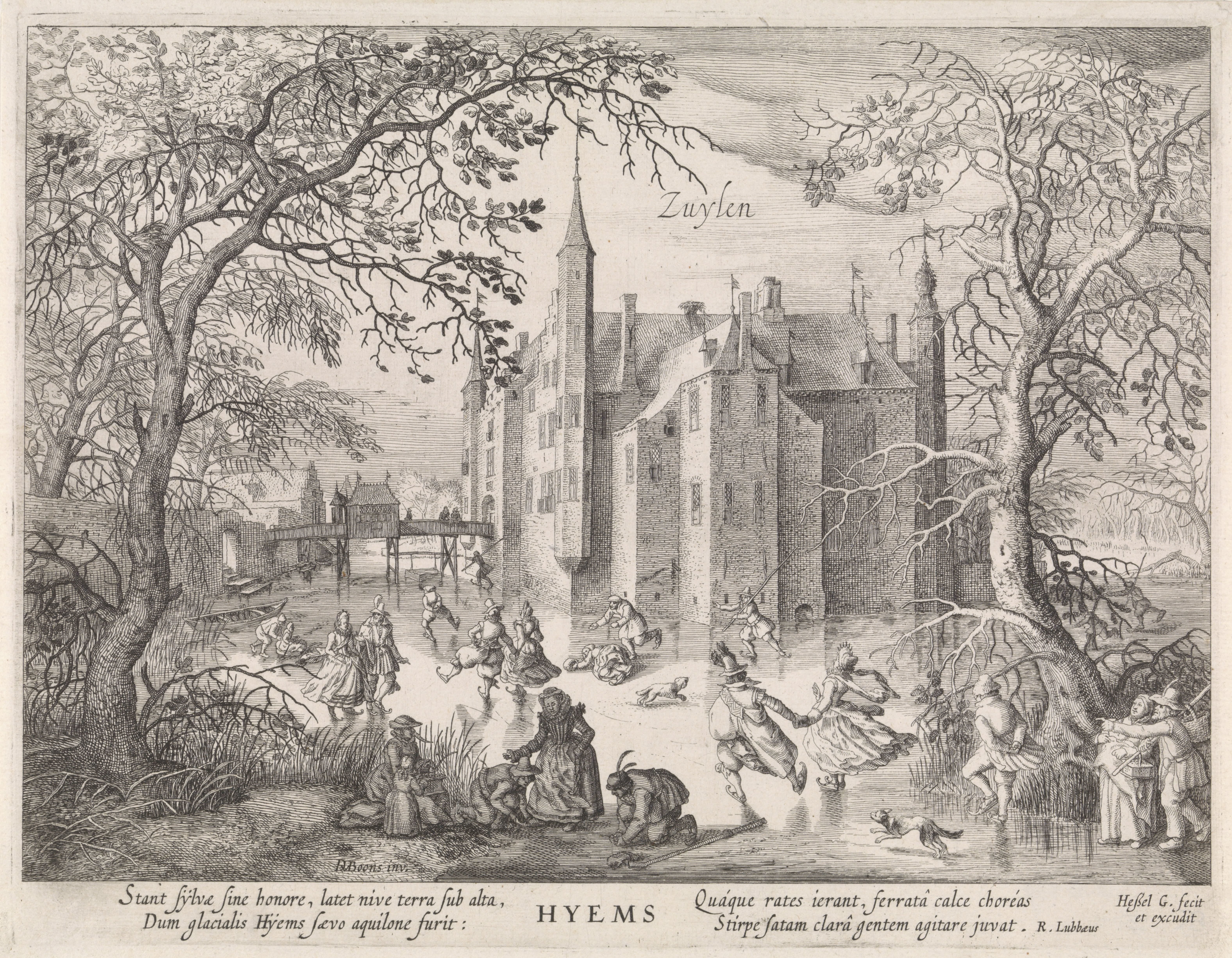 Winter: gezicht op kasteel Zuylen
