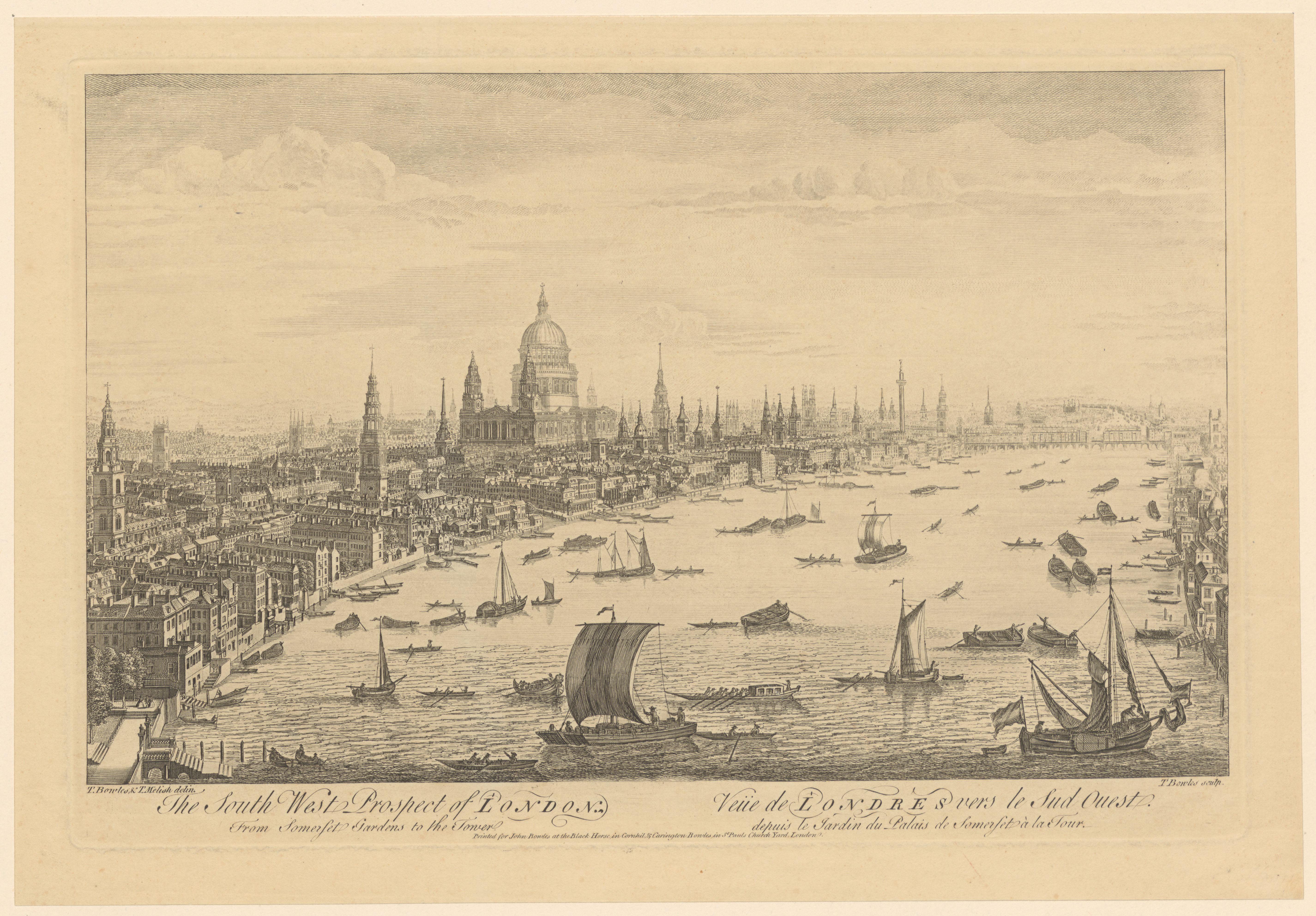 Gezicht op de Theems in Londen richting de London Bridge