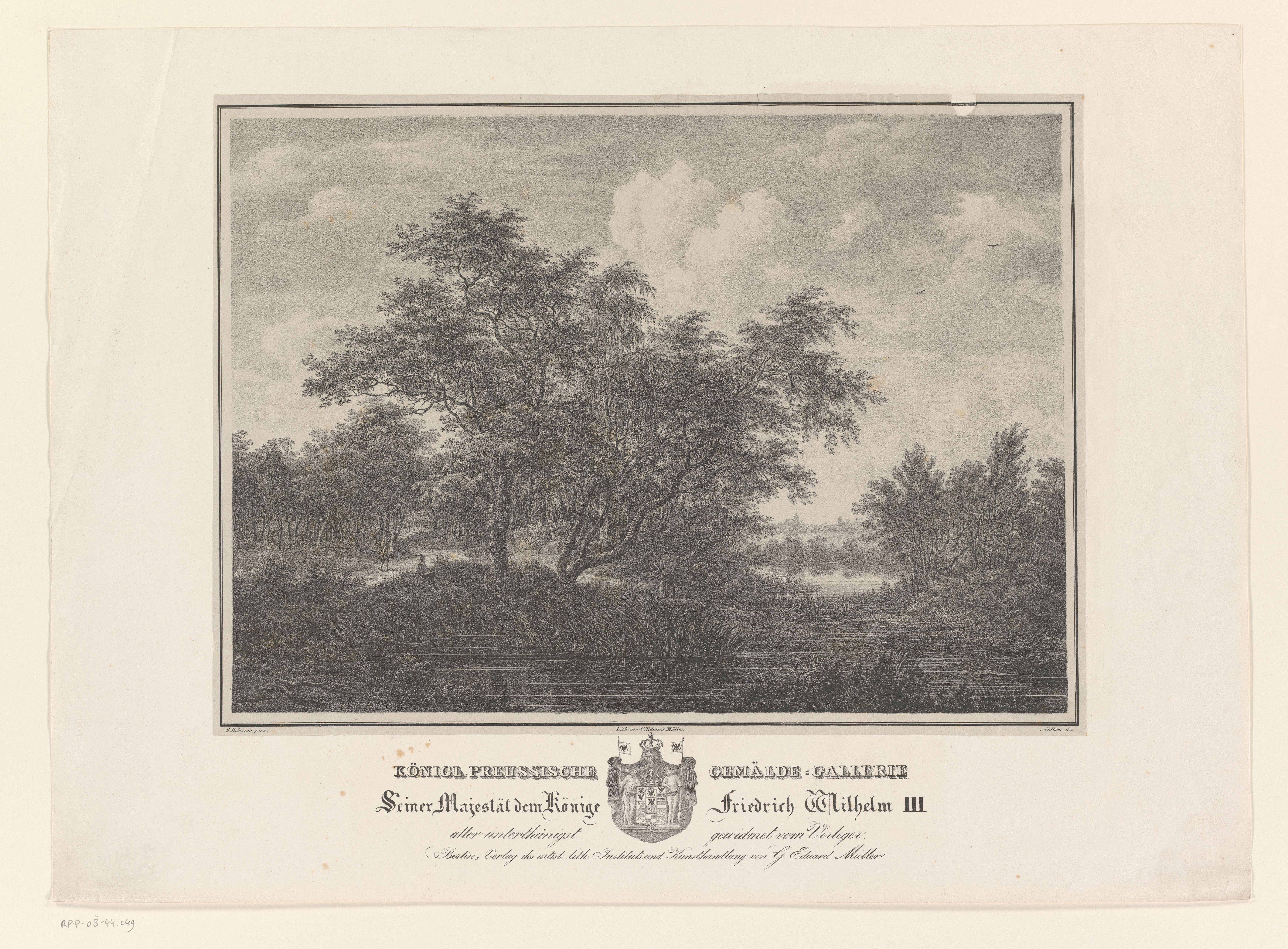 Figuren in een boslandschap met rivier