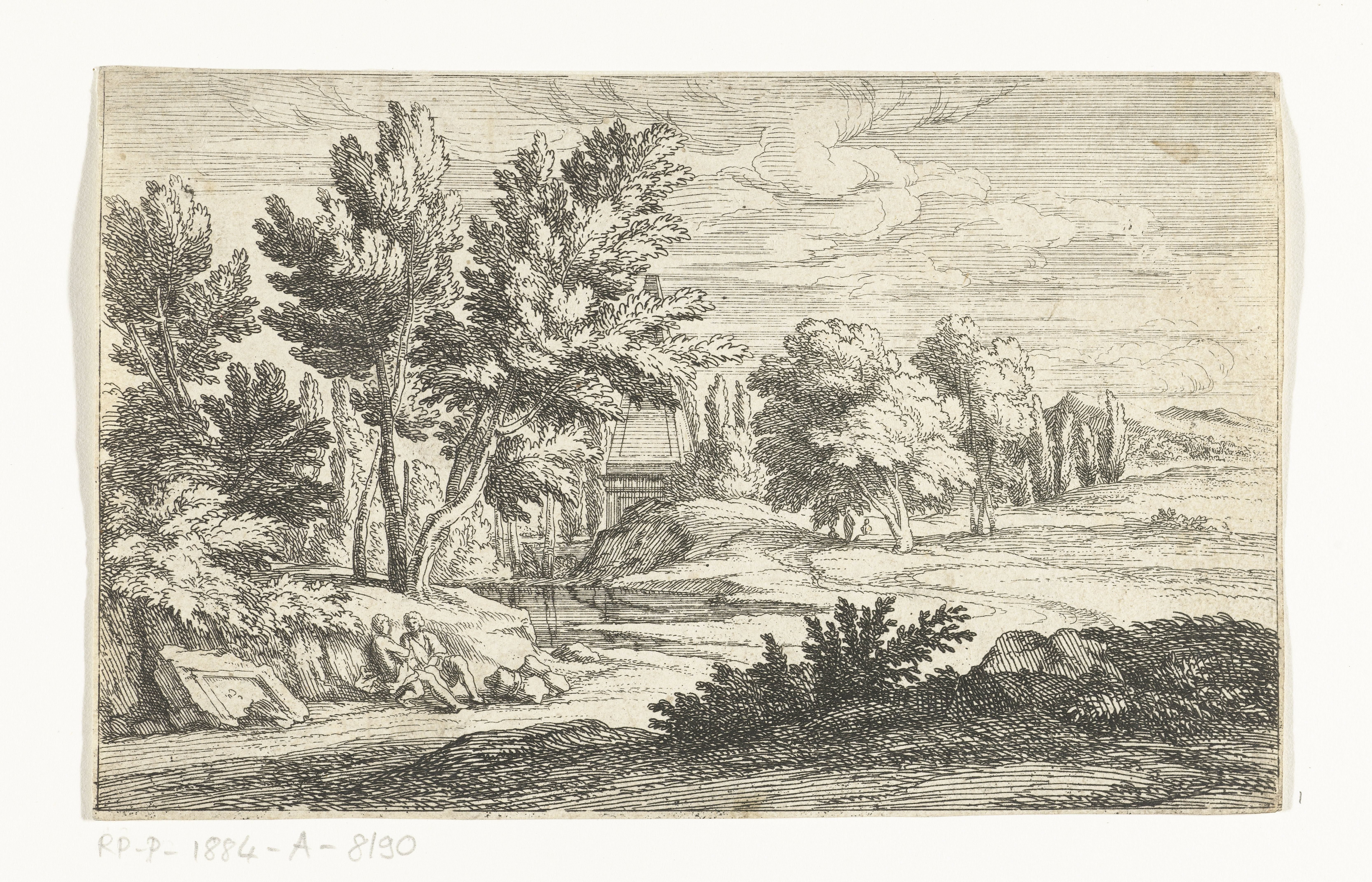 Landschap met grafmonument