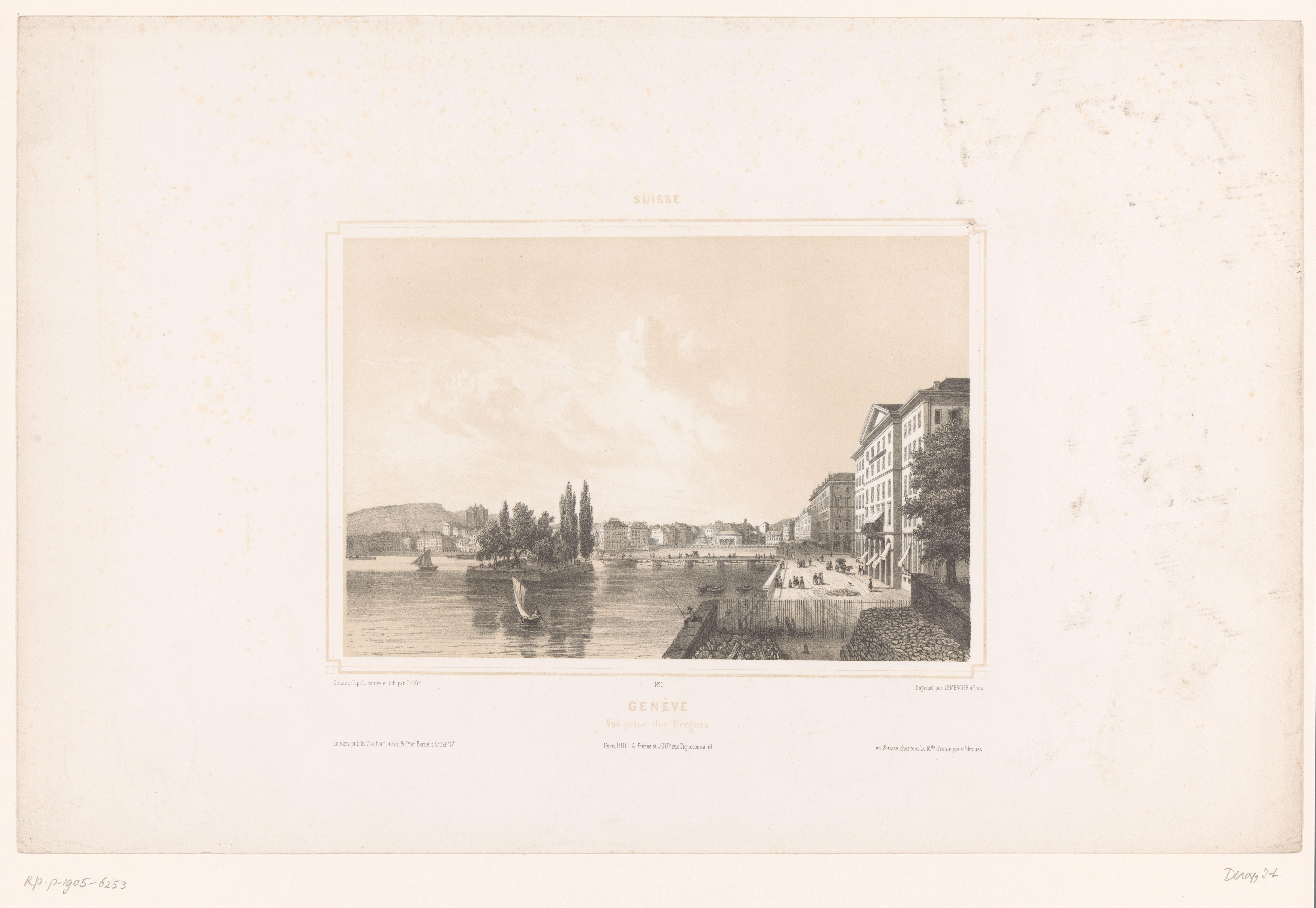 Zicht op Genève vanaf de Quai des Bergues aan de Rhône