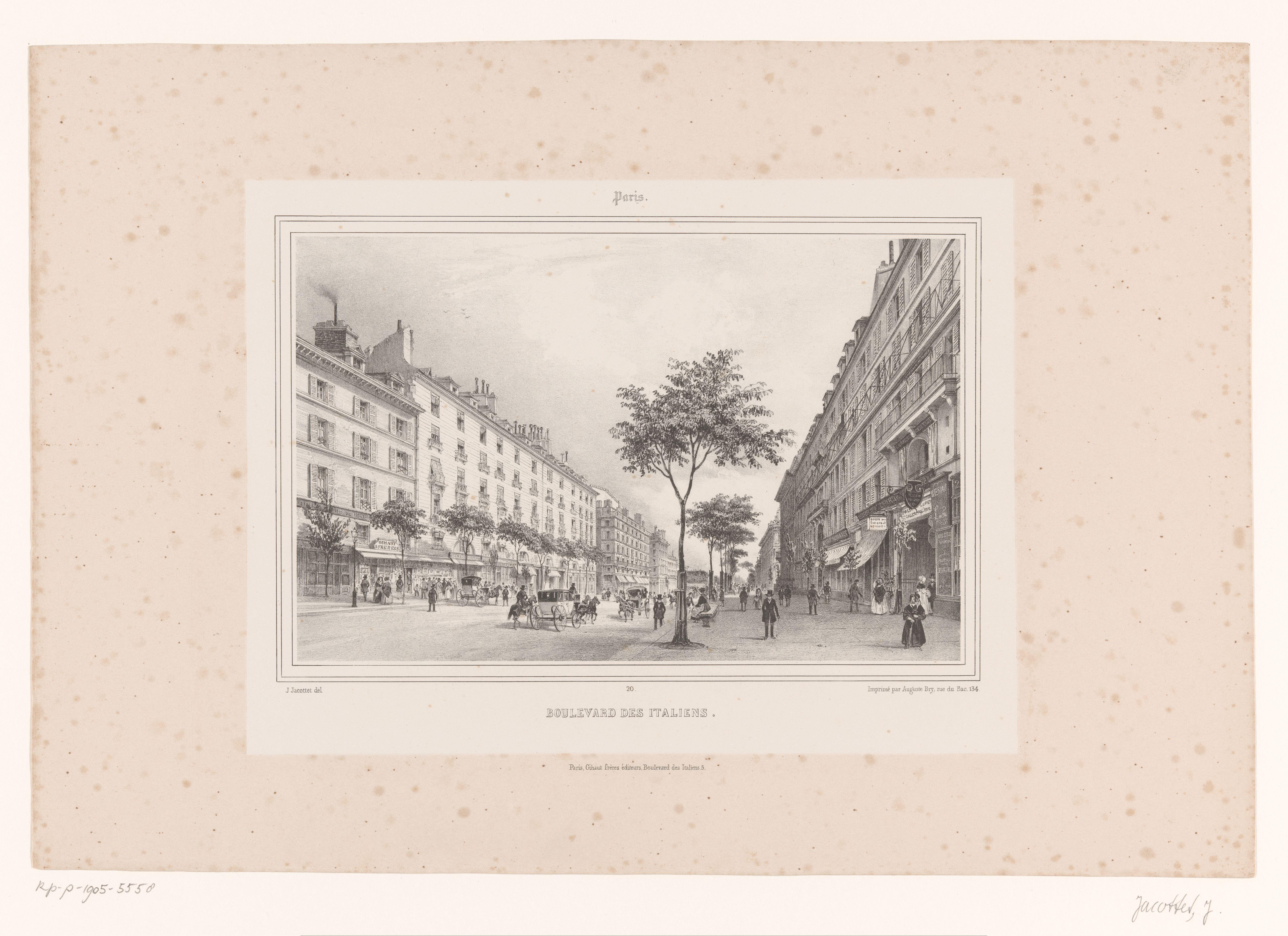 Zicht op de Boulevard des Italiens in Parijs