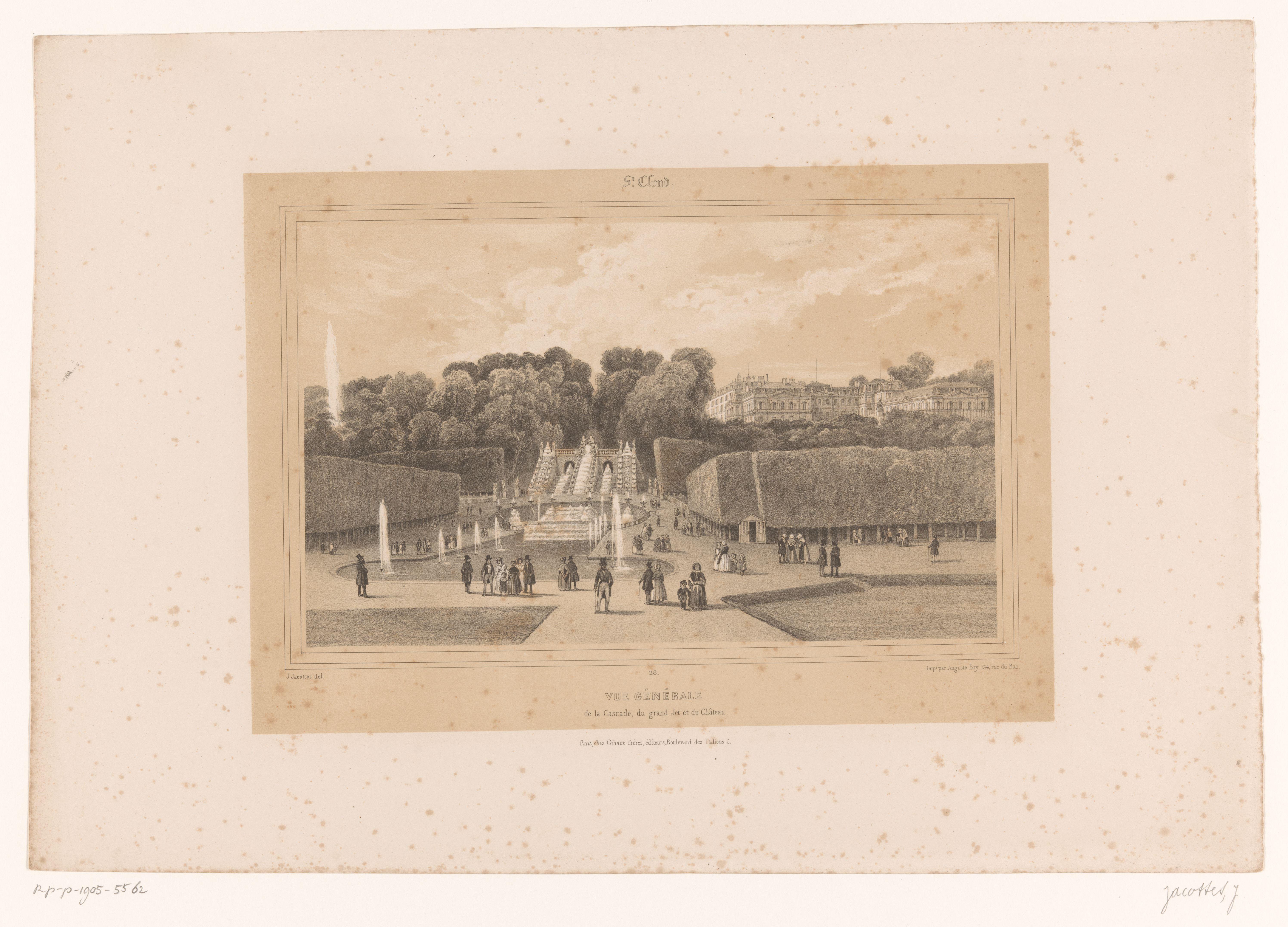 Zicht op het kasteel van Saint-Cloud in het park van Saint-Cloud