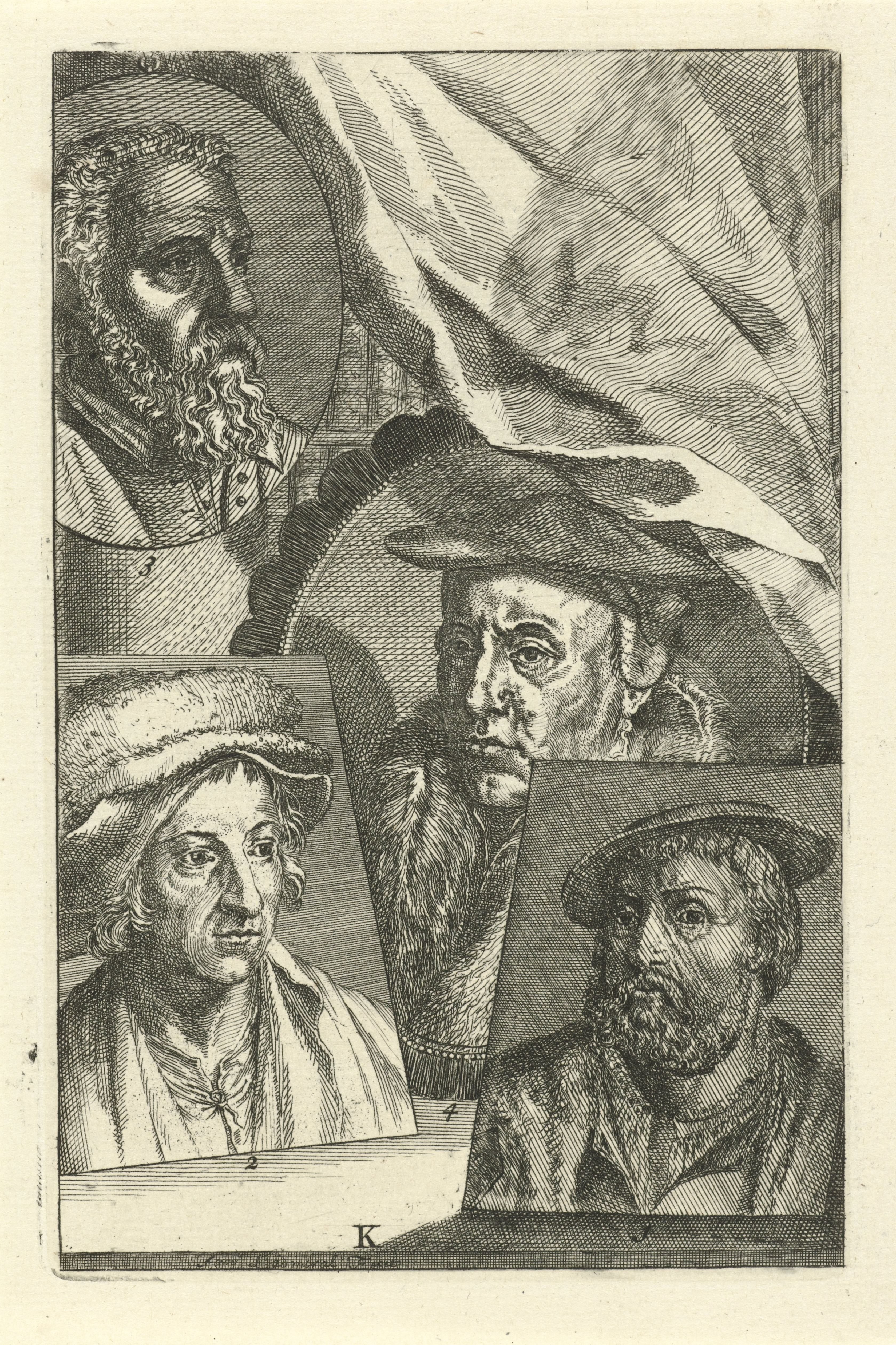 Portretten van Jan van Amstel, Joachim Patinir, Lambert Lombard en Jan van Scorel
