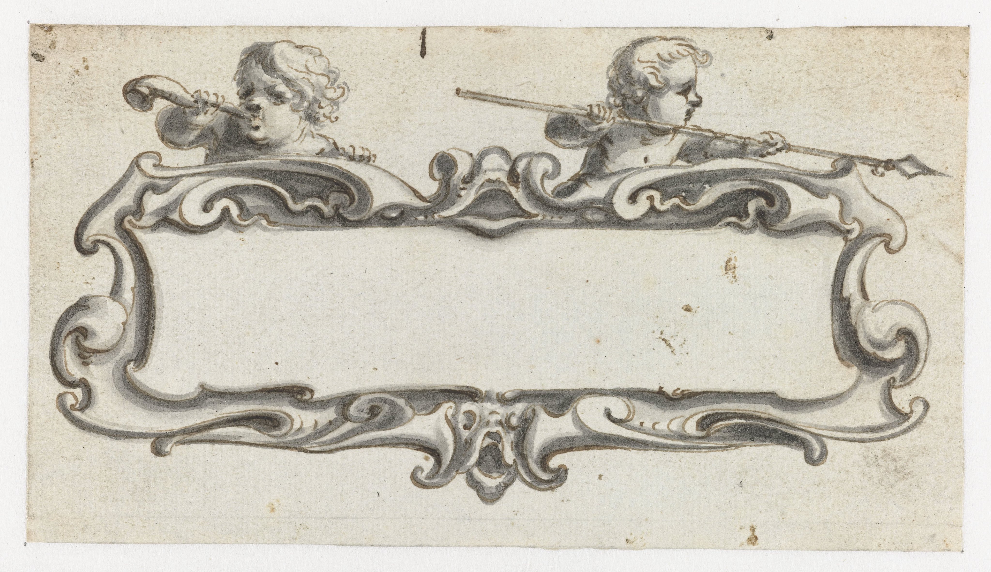 Cartouche met twee jongens