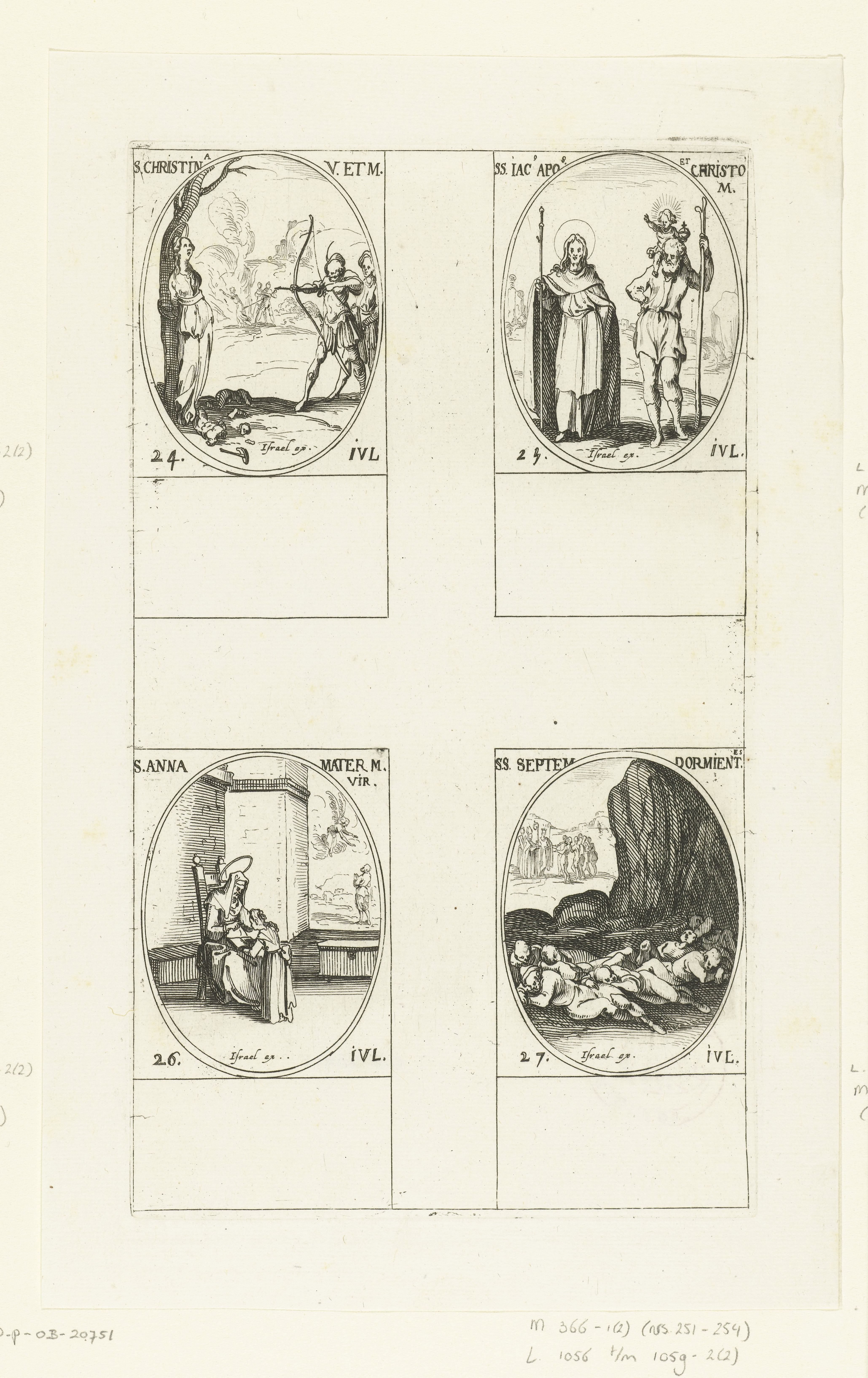 Heilige Christina van Bolsena, Heilige Jakobus de Meerdere en de Heilige Christoffel, Heilige Anna, Heilige Zeven slapers van Efeze (24-27 juli)