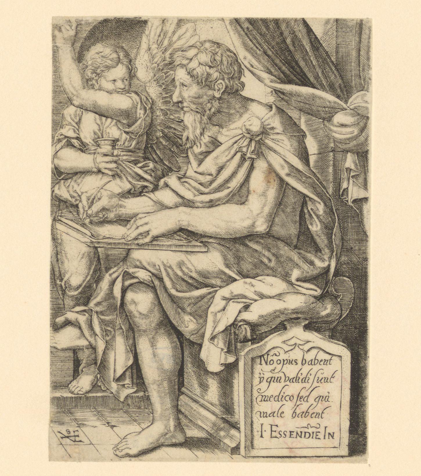 Apostel Mattheüs schrijft het evangelie
