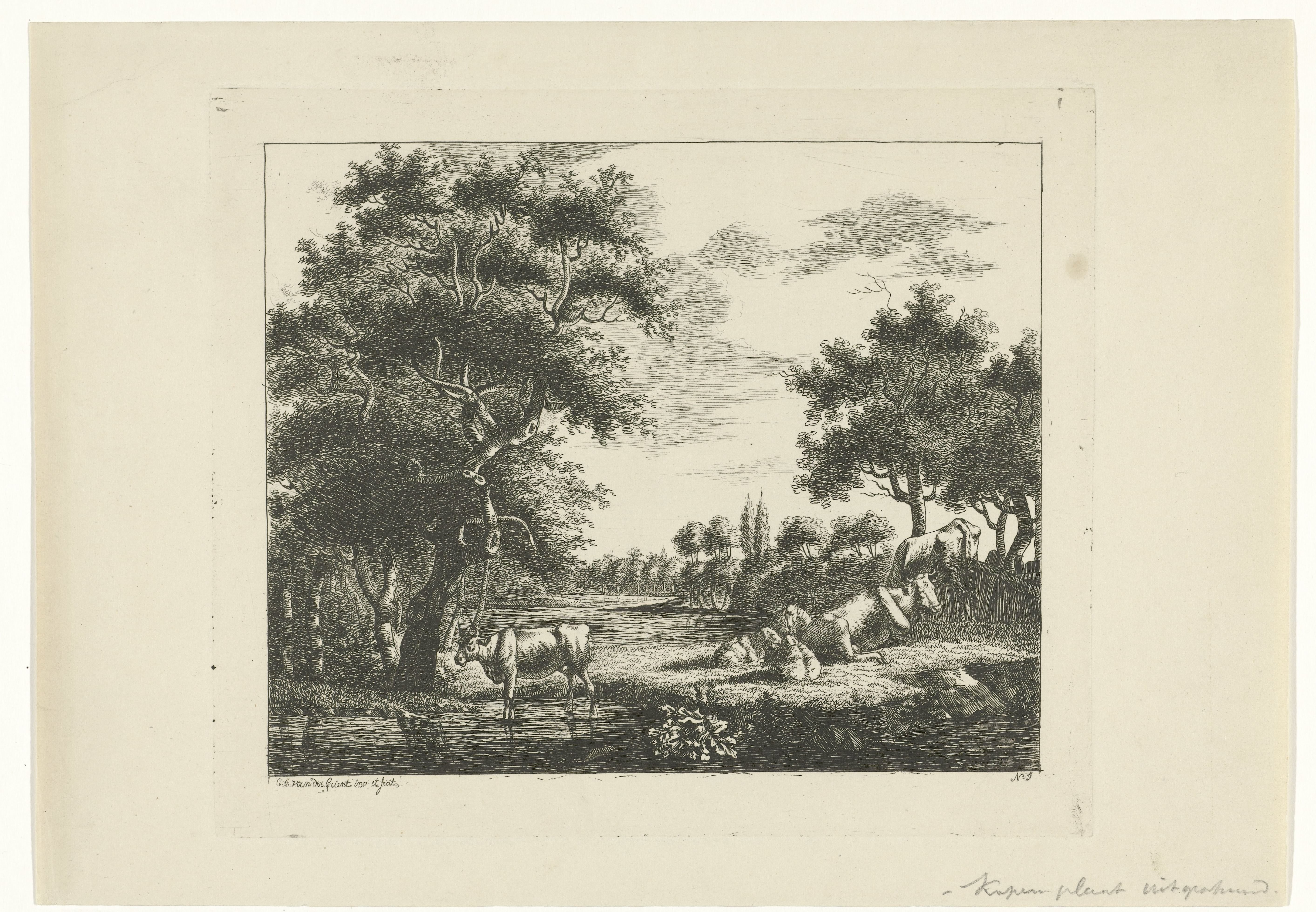 Landschap met koeien en schapen