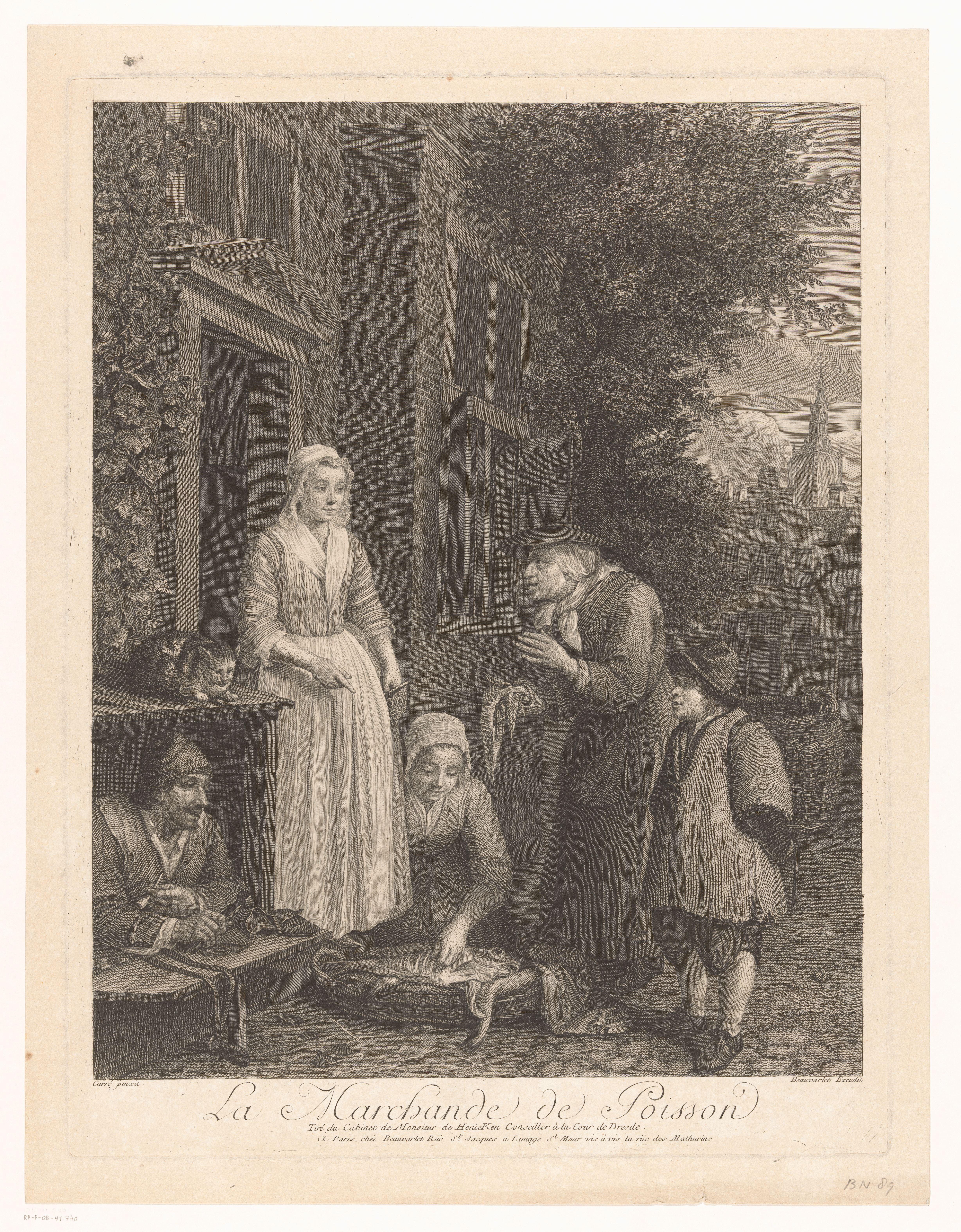 Visverkoopster in een straat