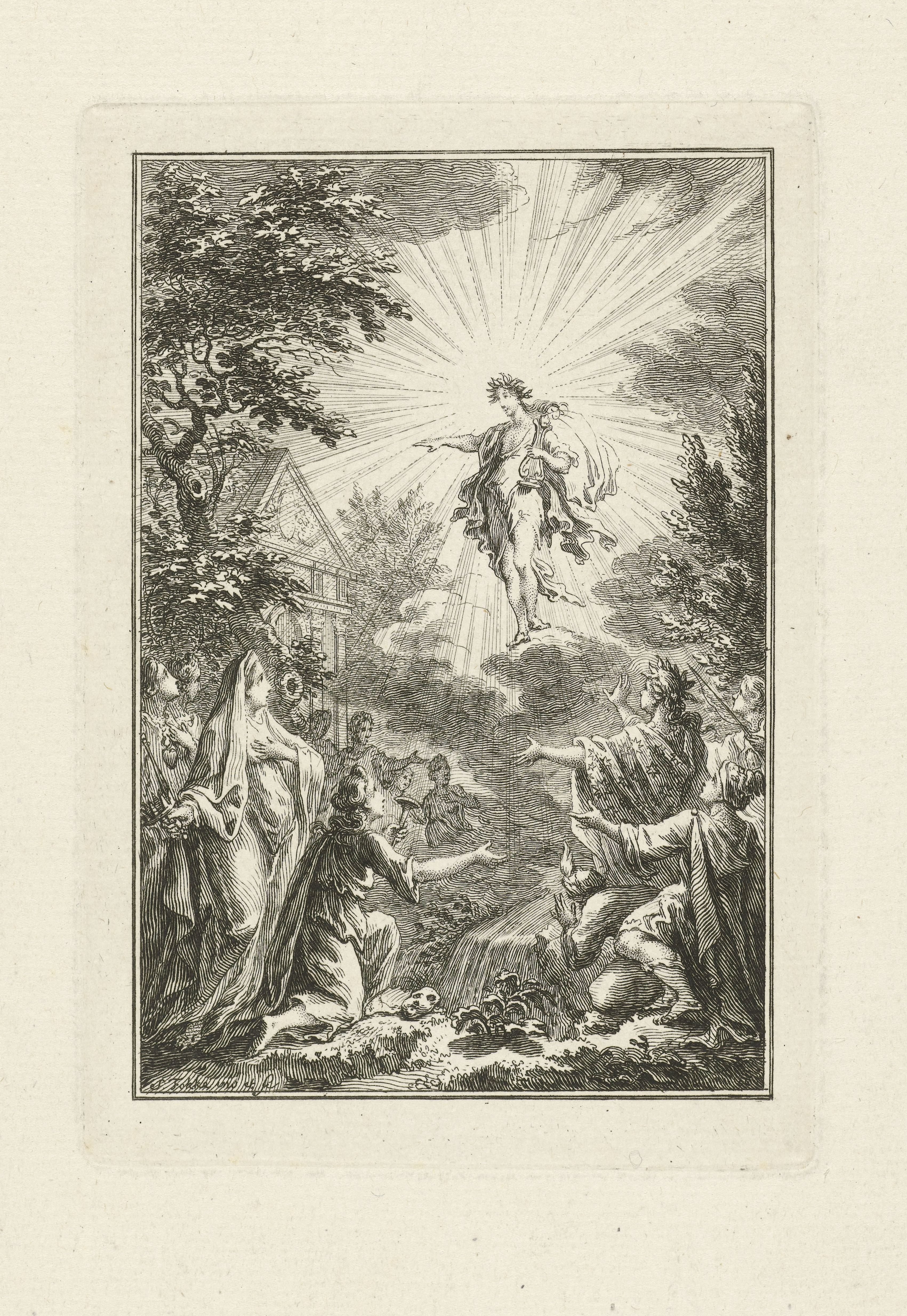 Apollo verschijnt aan de Muzen