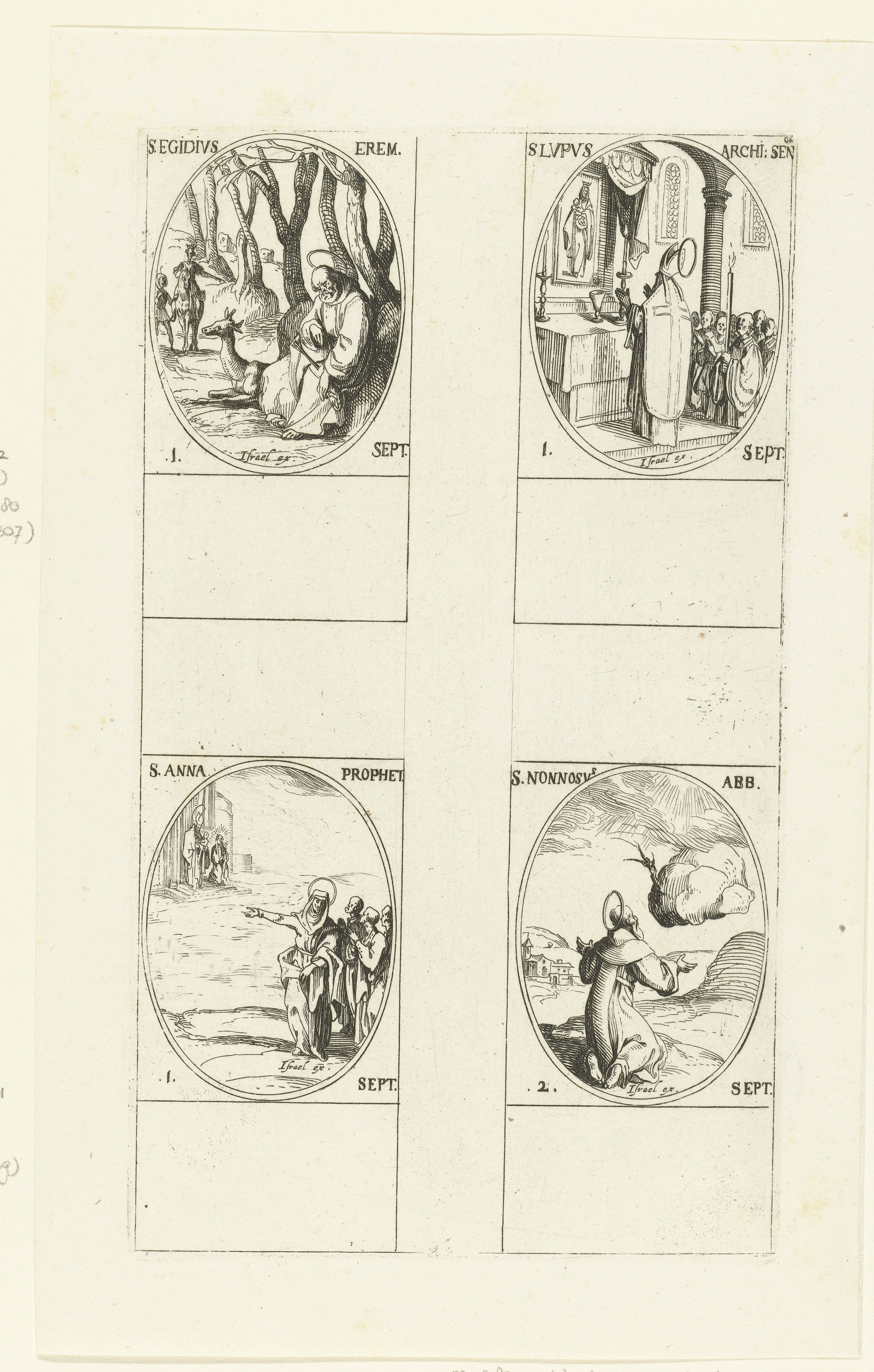 Heilige Aegidius van Nîmes, Heilige Lupus van Sens, Heilige profetes Anna, Heilige Nonnosus van Soracte (1-2 september)