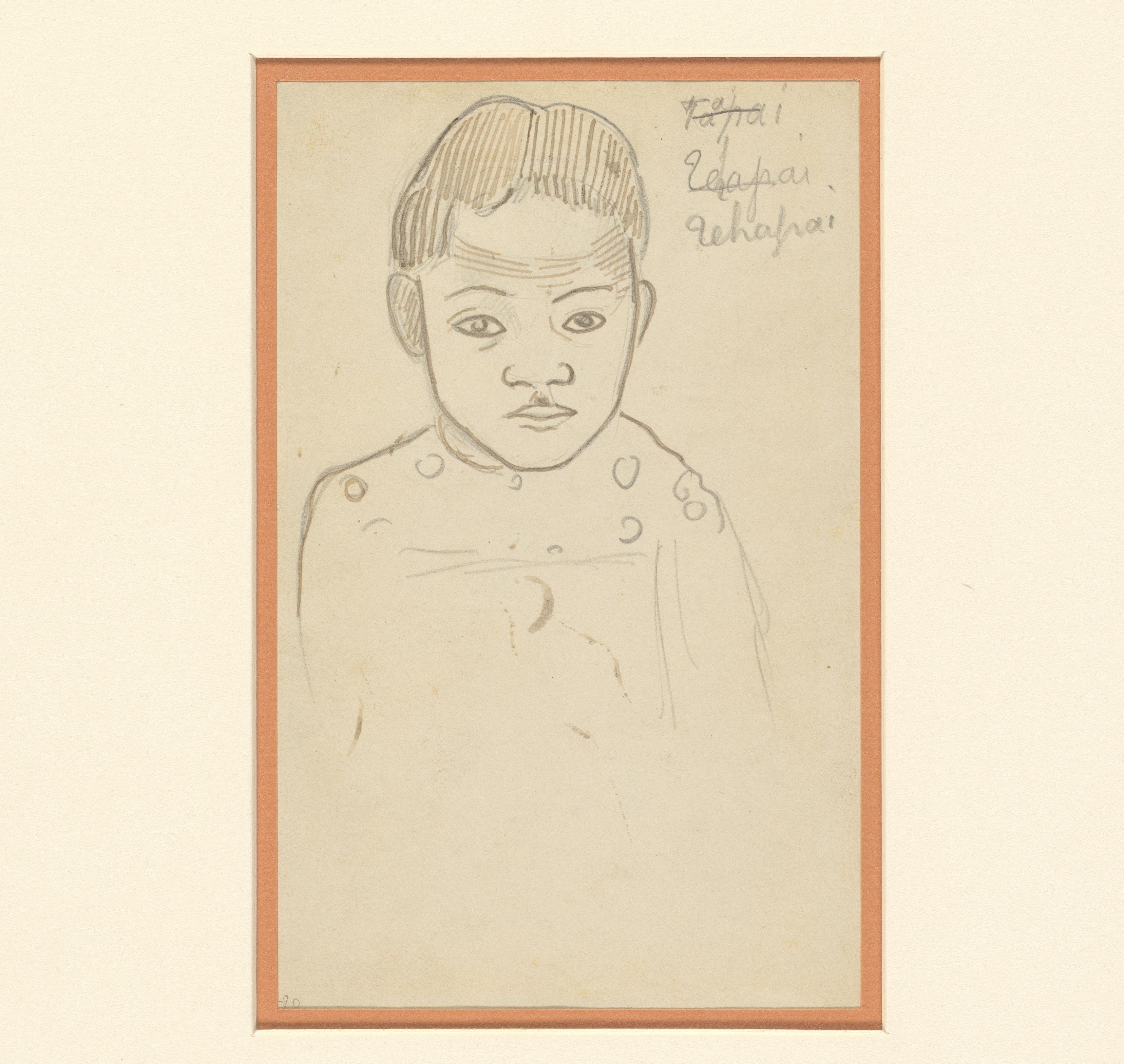 Portret van een jongetje in Tahiti