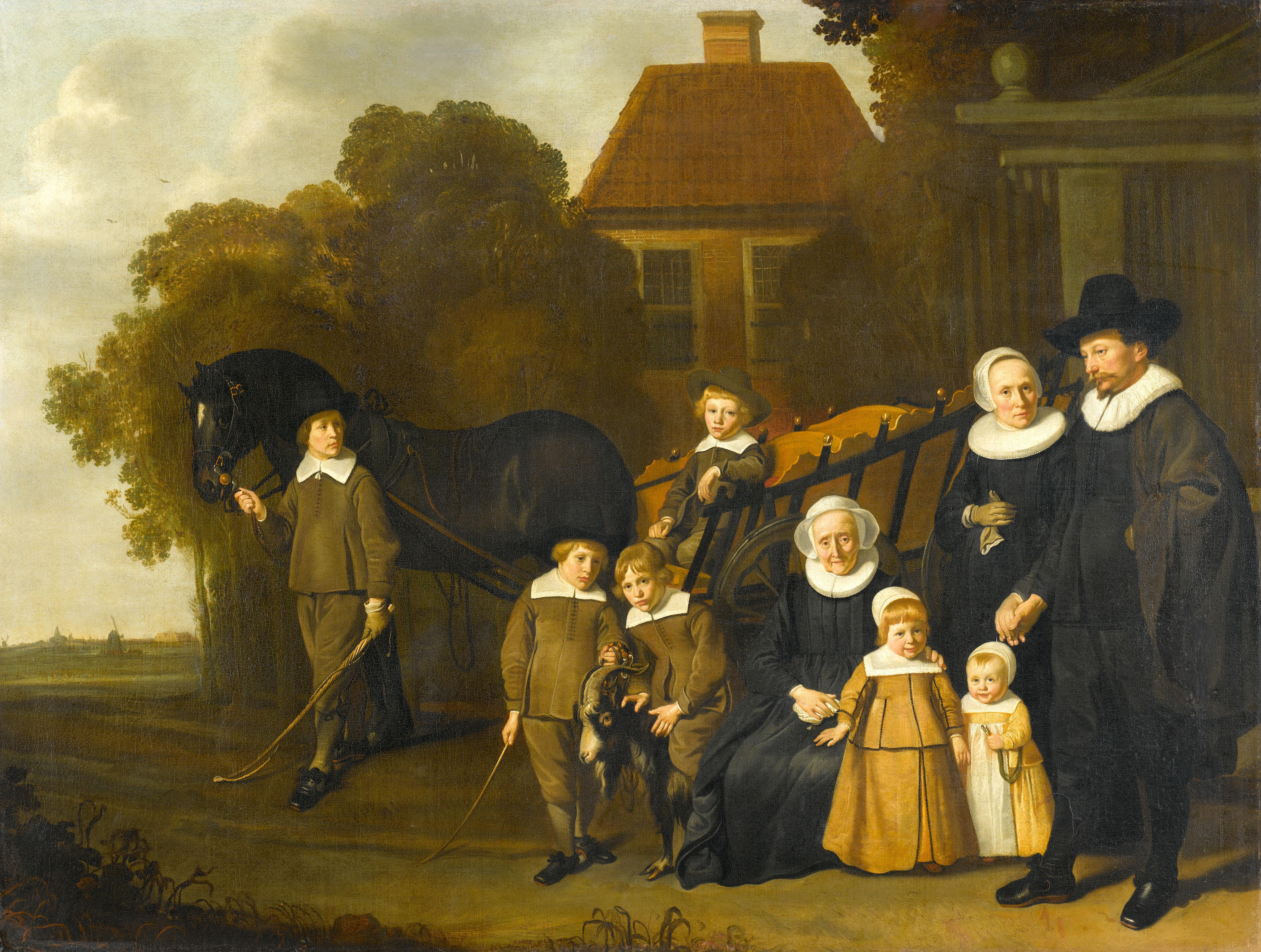 Portrait of the Meebeeck Cruywagen Family near the Gate of their Country Home on Uitweg near Amsterdam
