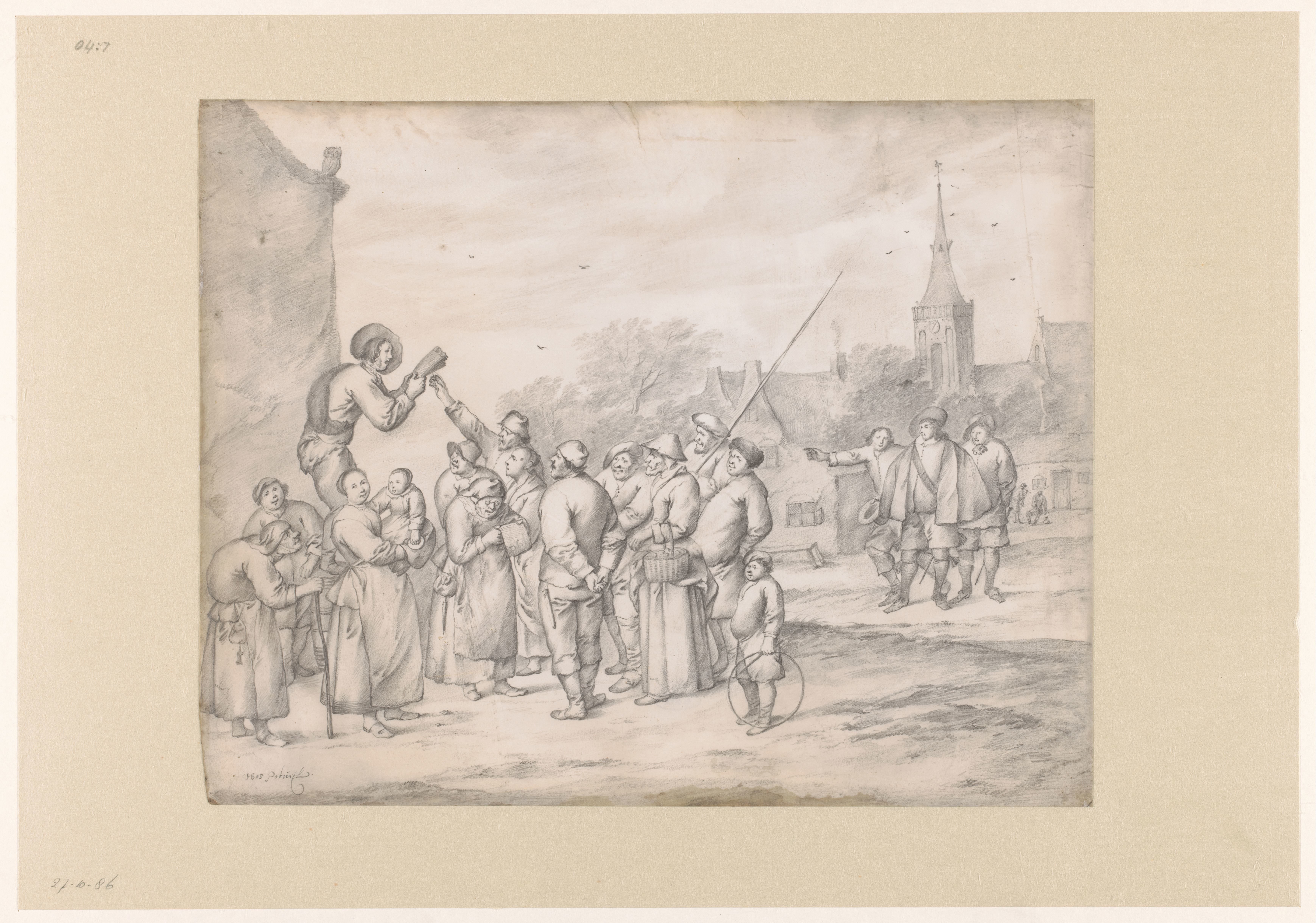 Peddler Selling Pamphlets to Villagers