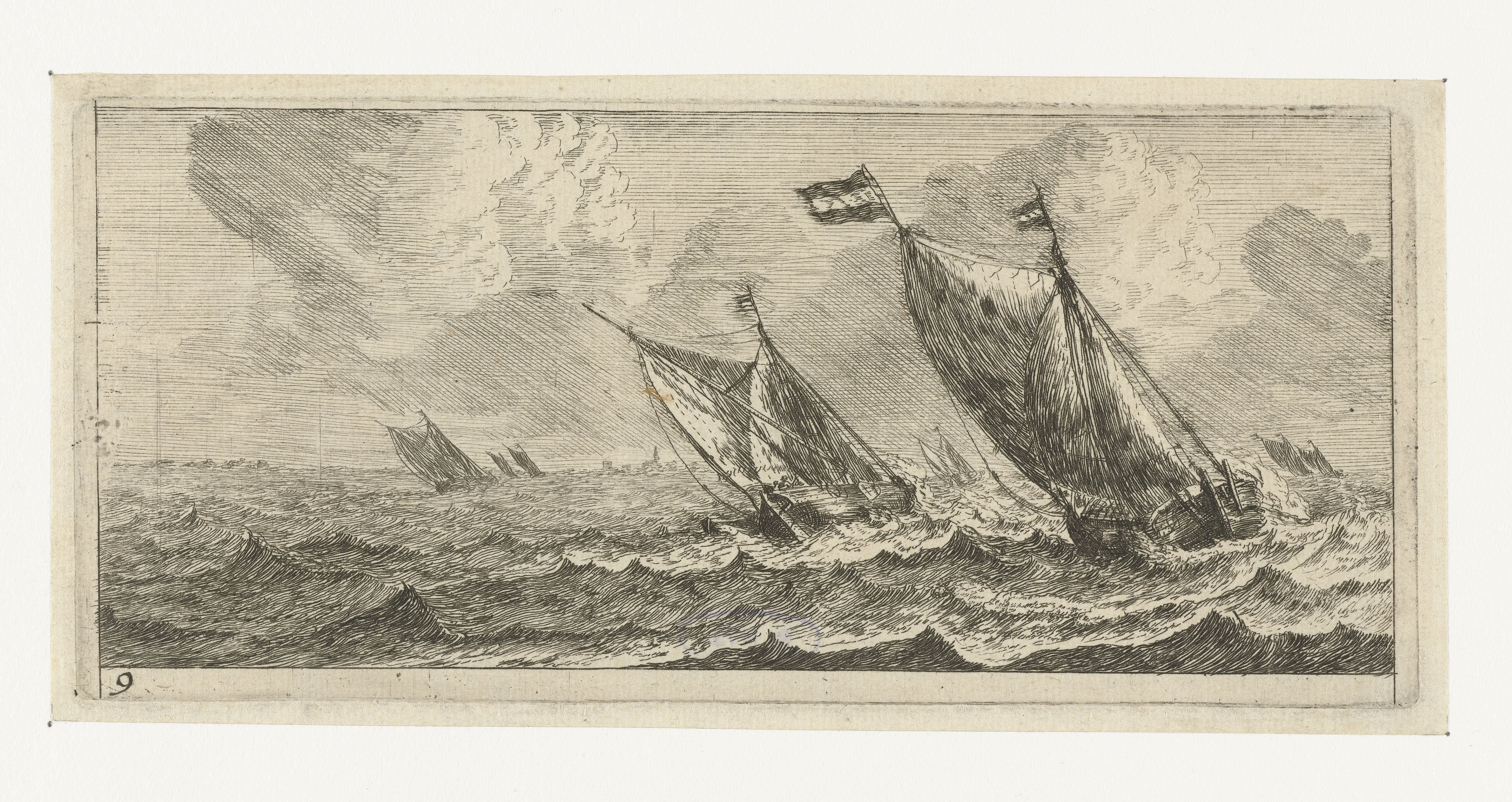 Veerboten op een ruwe zee