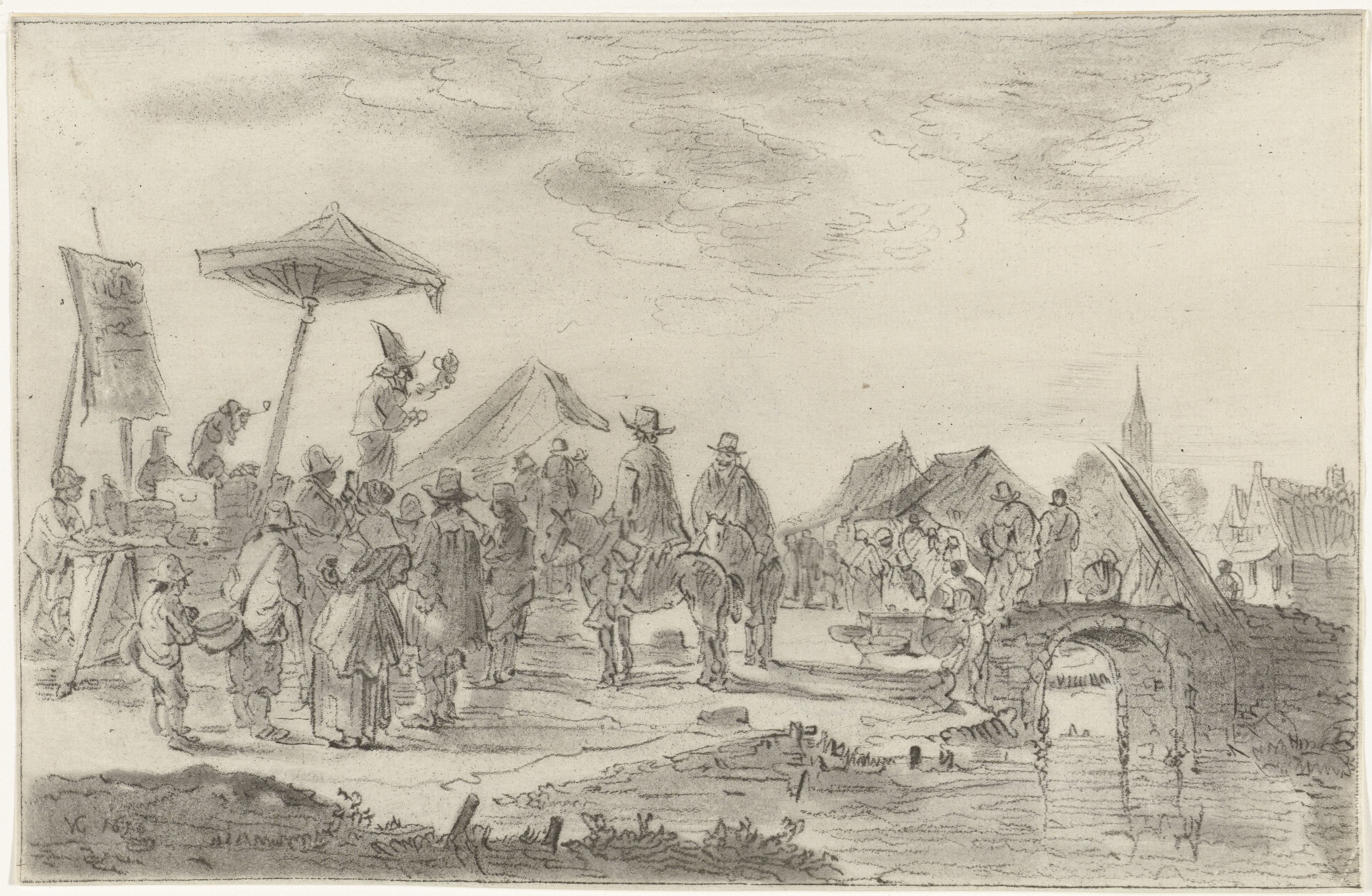 Charlatan bij een brug