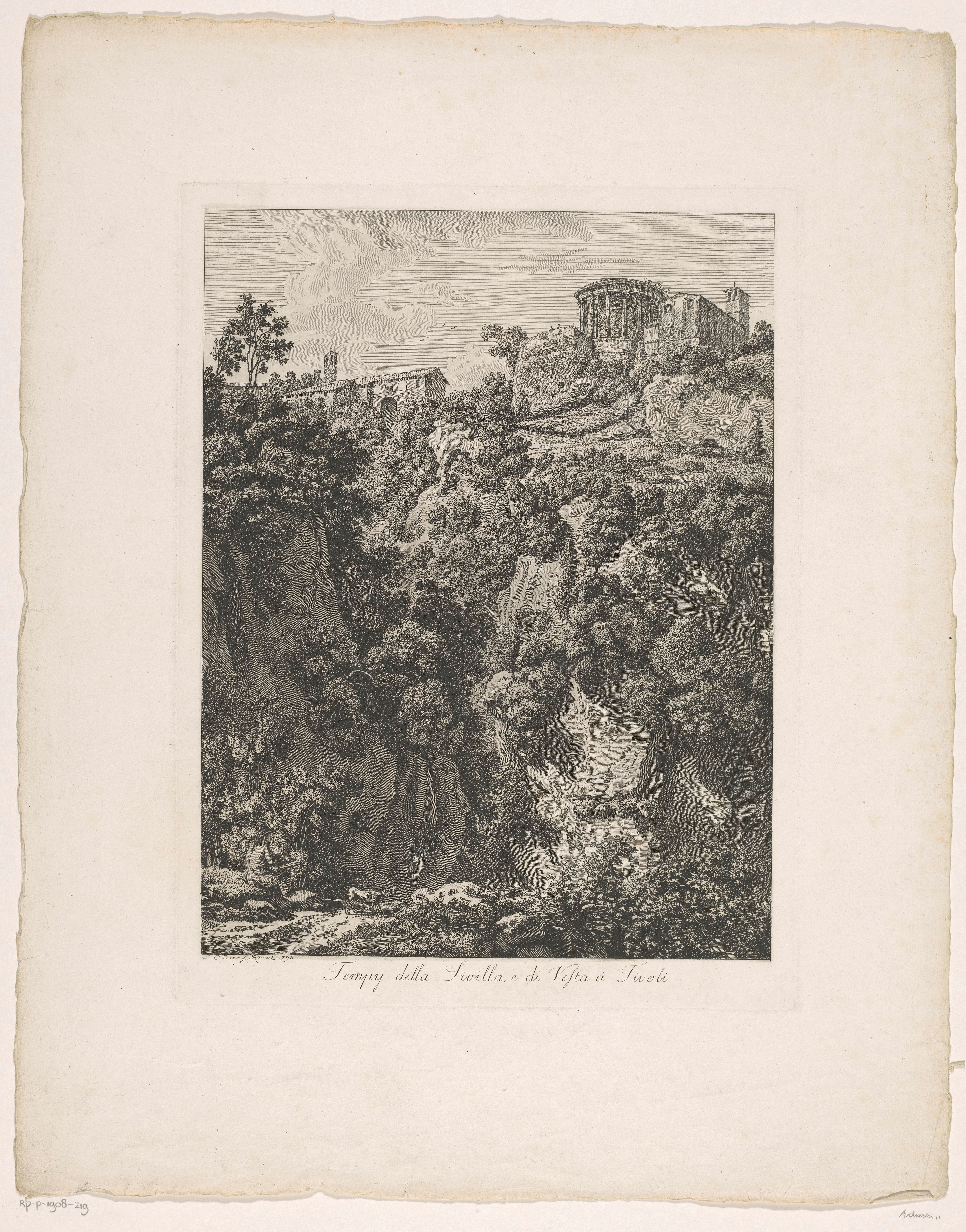 Gezicht op de tempel van Vesta bij Tivoli