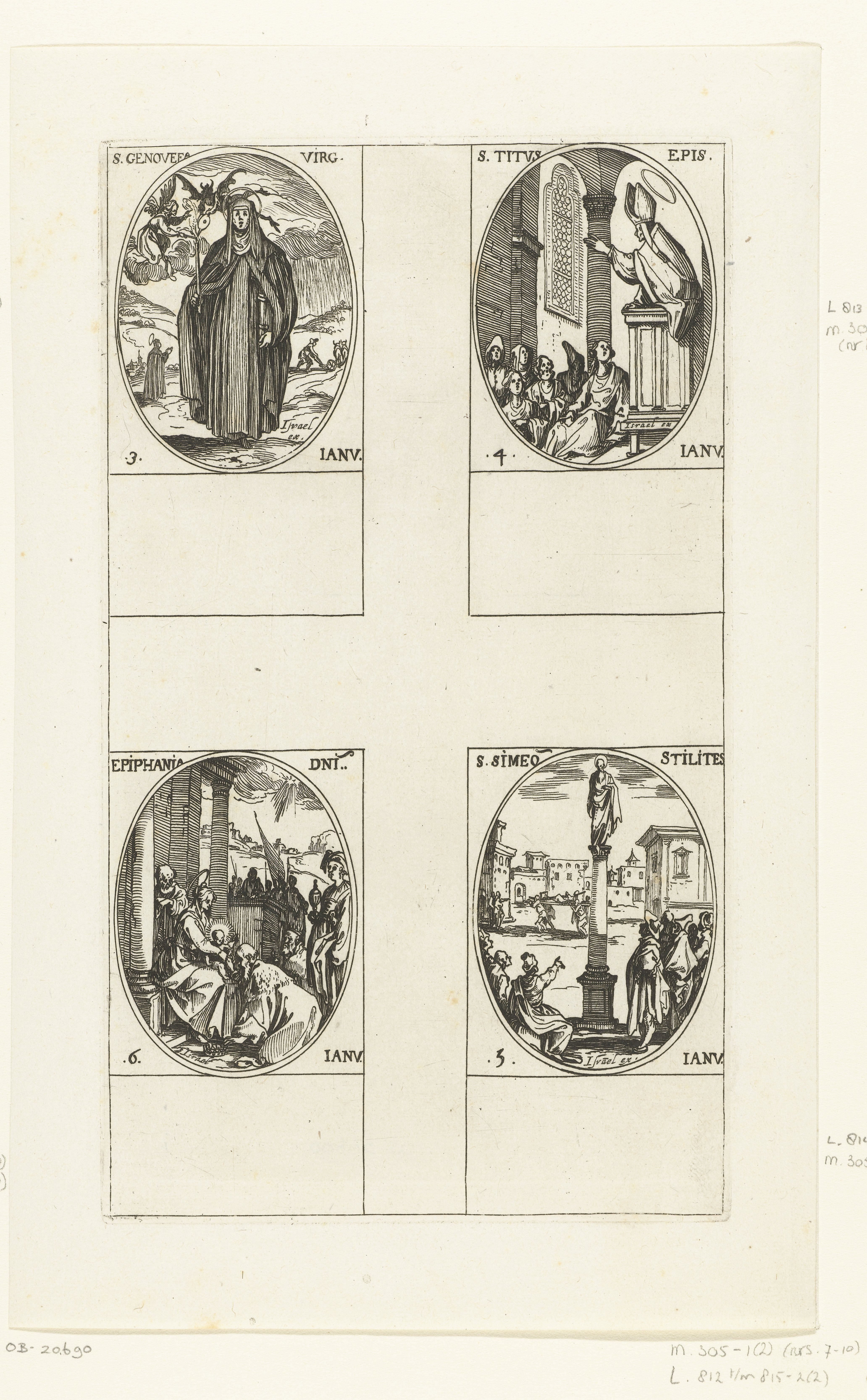 Heilige Genovefa, Heilige Titus, Heilige Simon de Styliet, Aanbidding door de wijzen (Driekoningen) (3-6 januari)