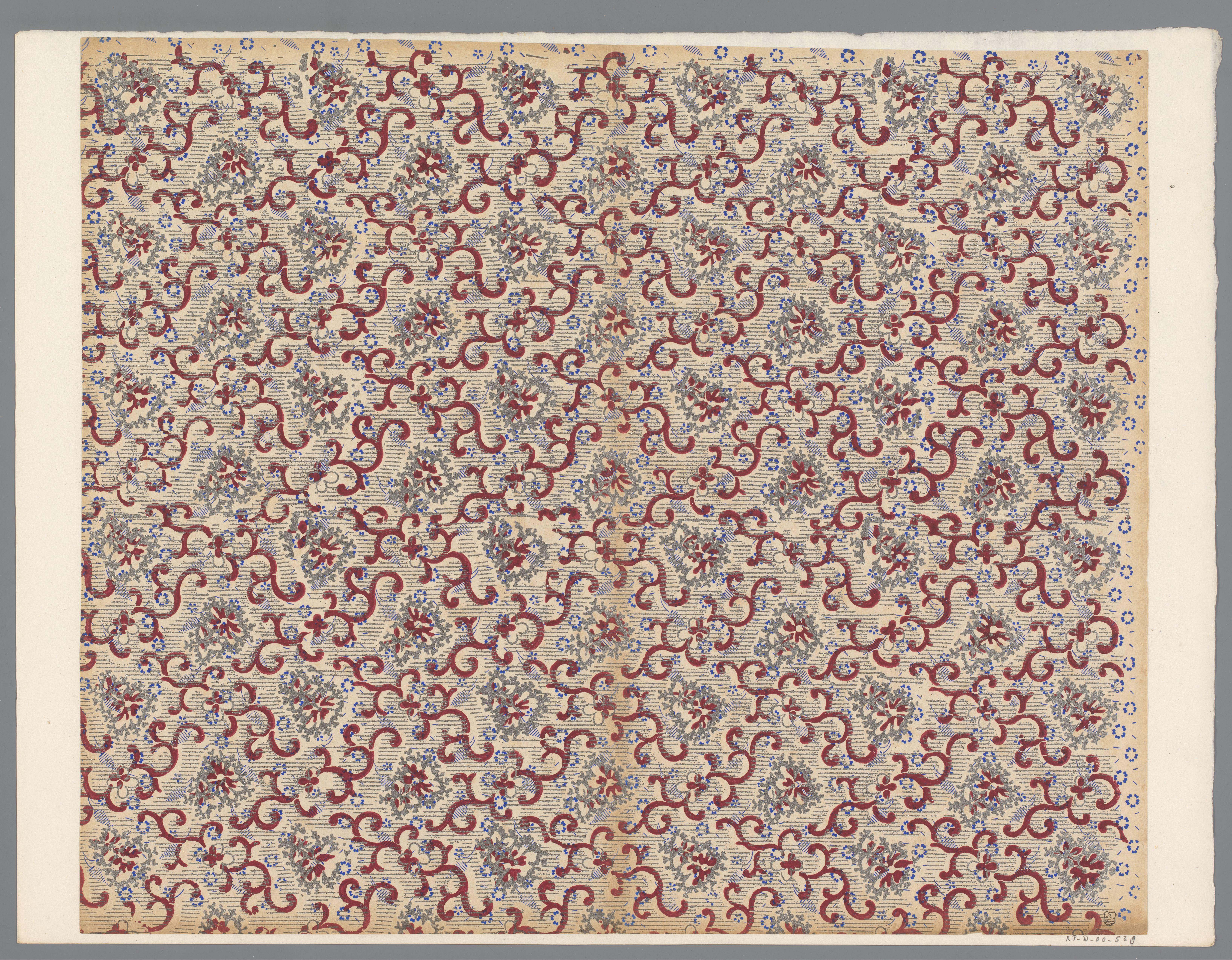 Blad met strooipatroon van ranken en bloemen