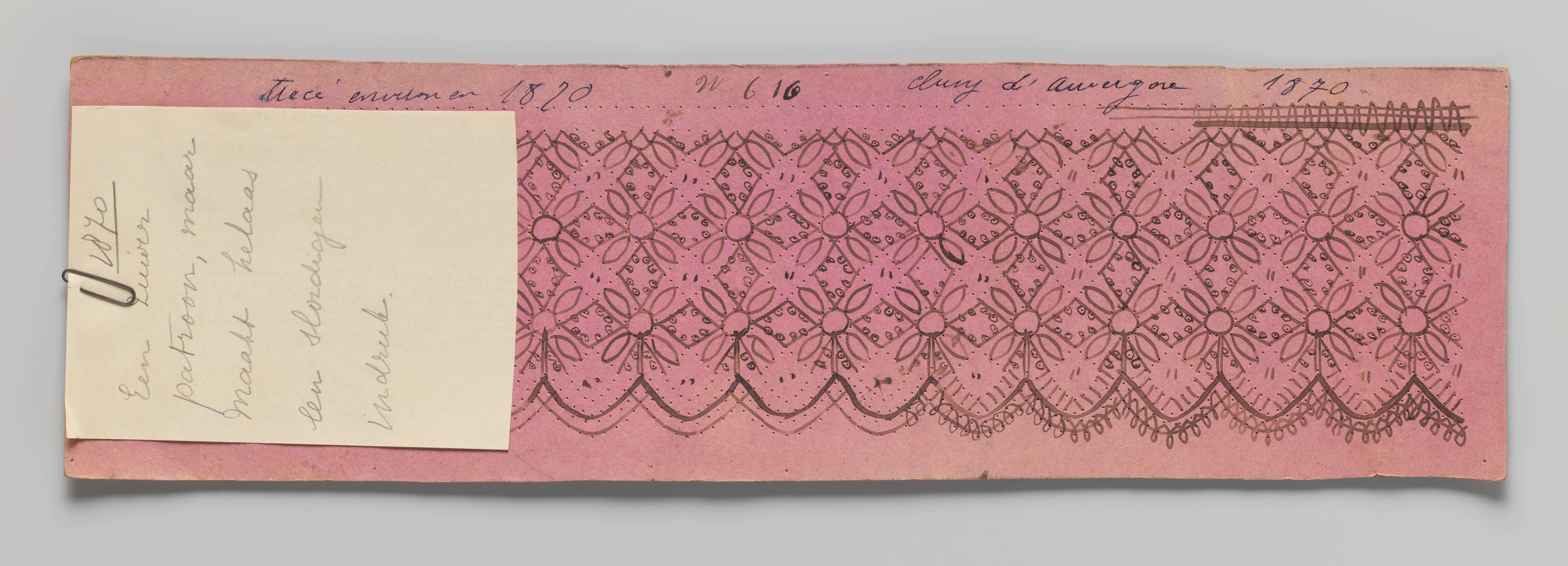 Patroon voor een strook kloskant Cluny d'Auvergne