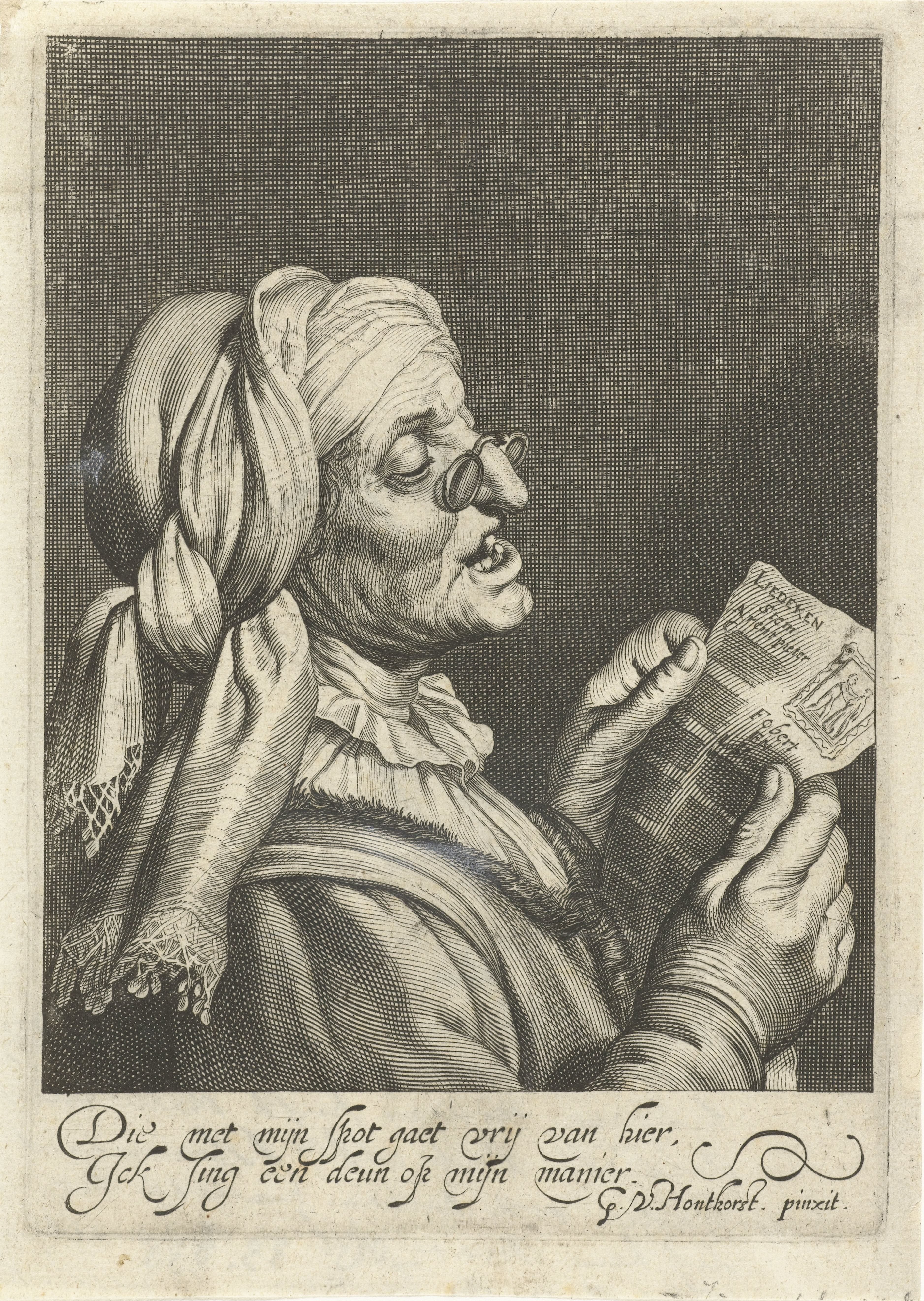 Oude vrouw zingt