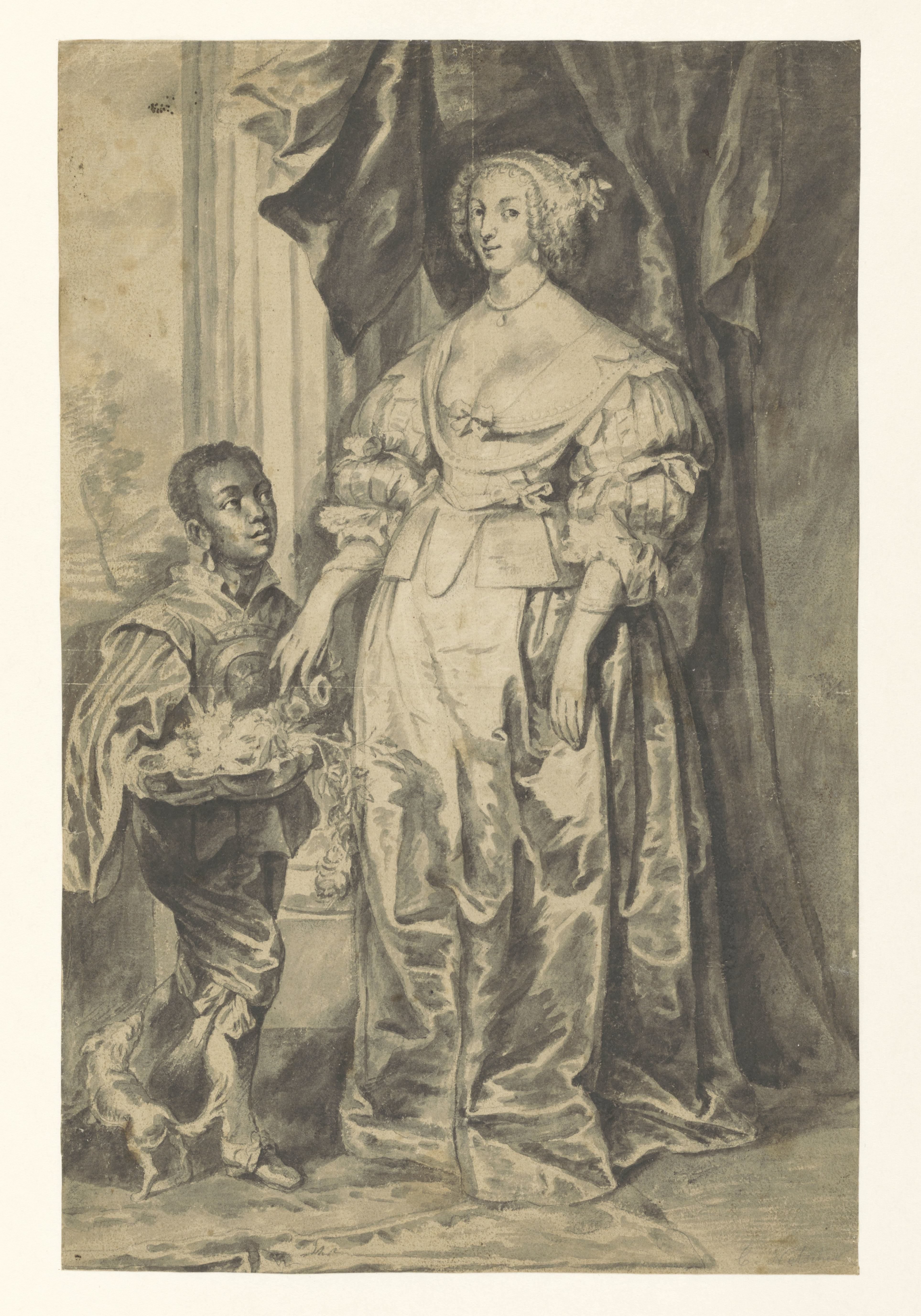 Schets van een portret van Henrietta Maria de Bourbon, koningin van Engeland