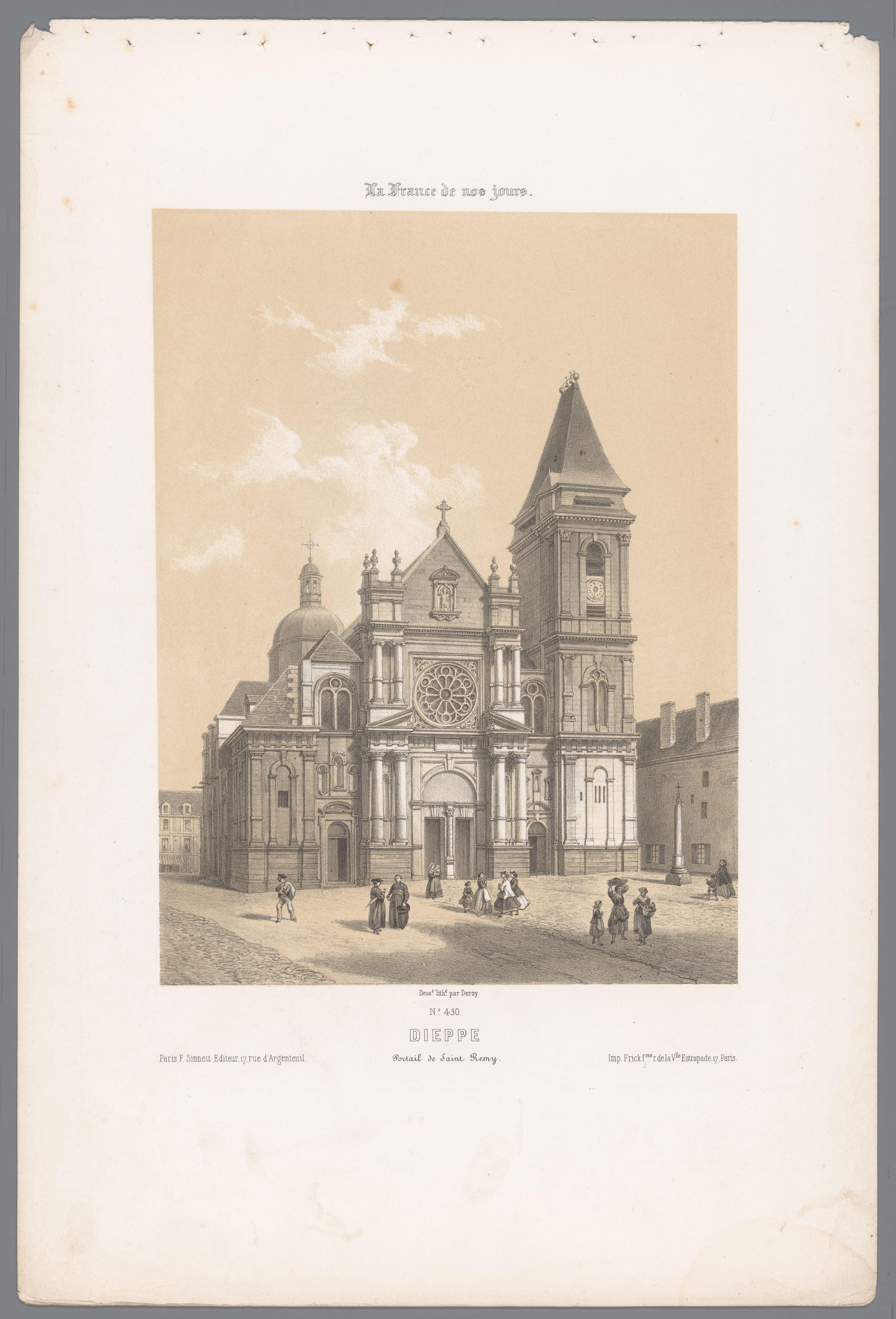 Zicht op de kerk Saint-Rémy in Dieppe