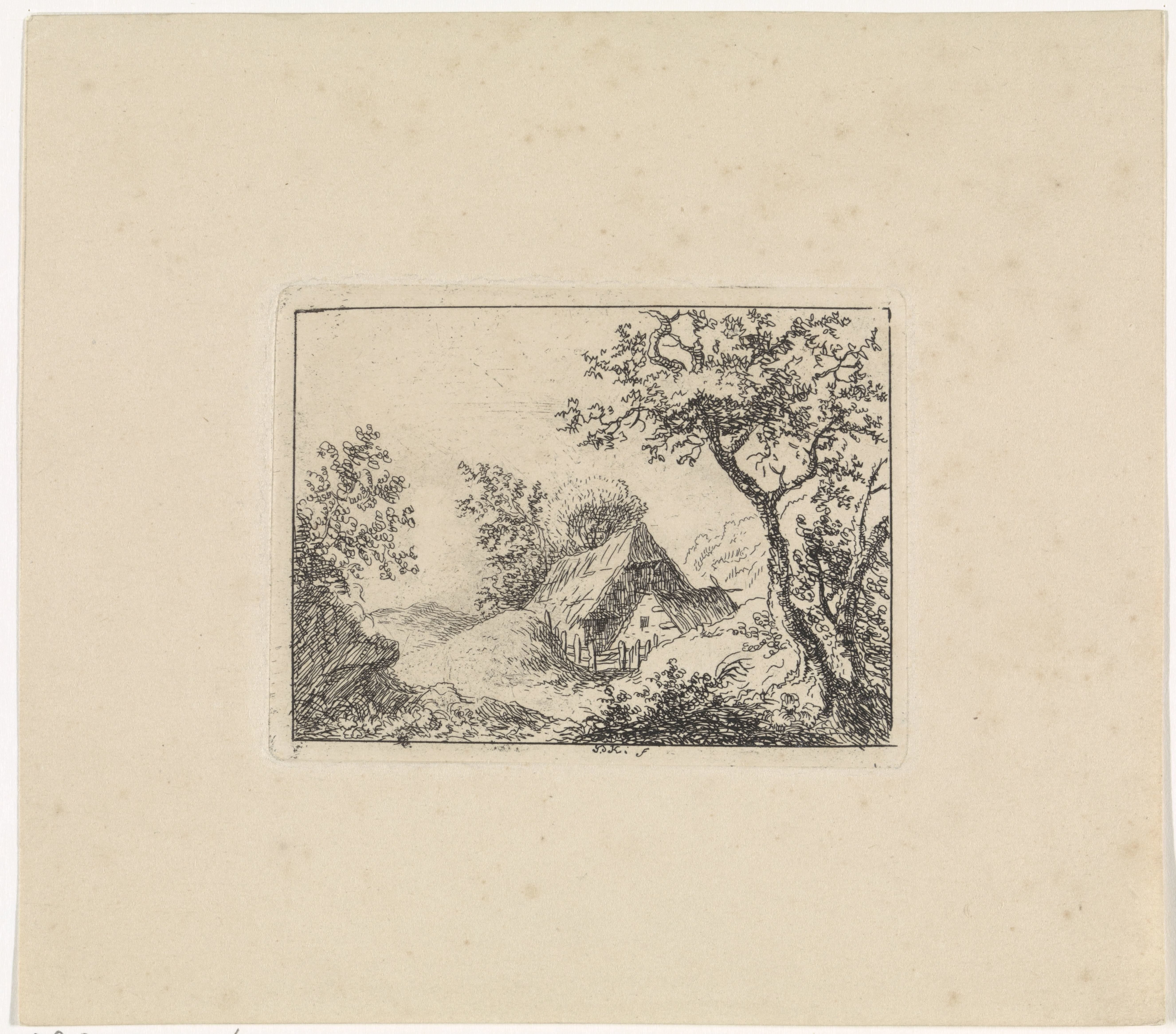 Landschap met twee huizen
