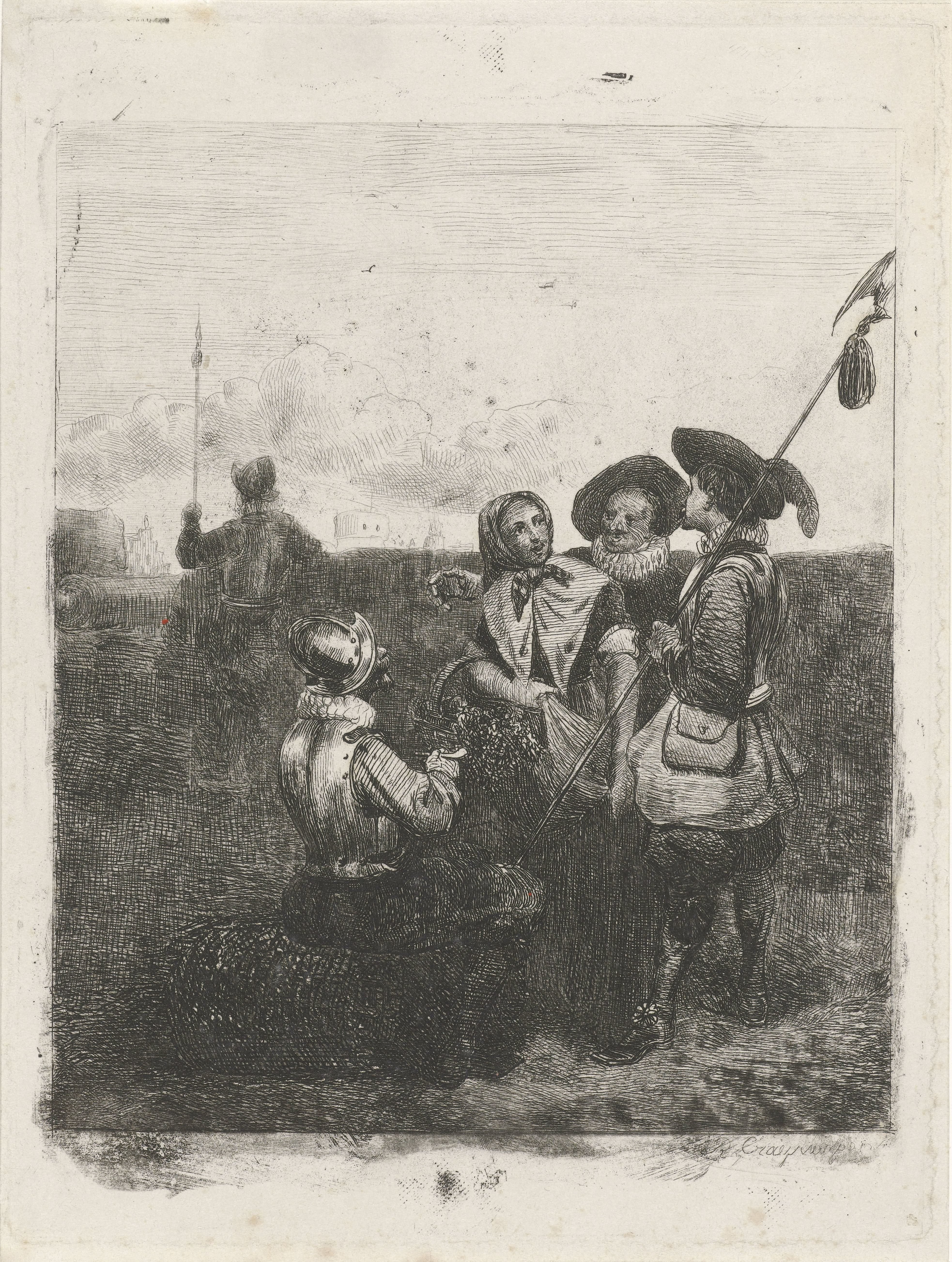 Soldaten met een jong meisje