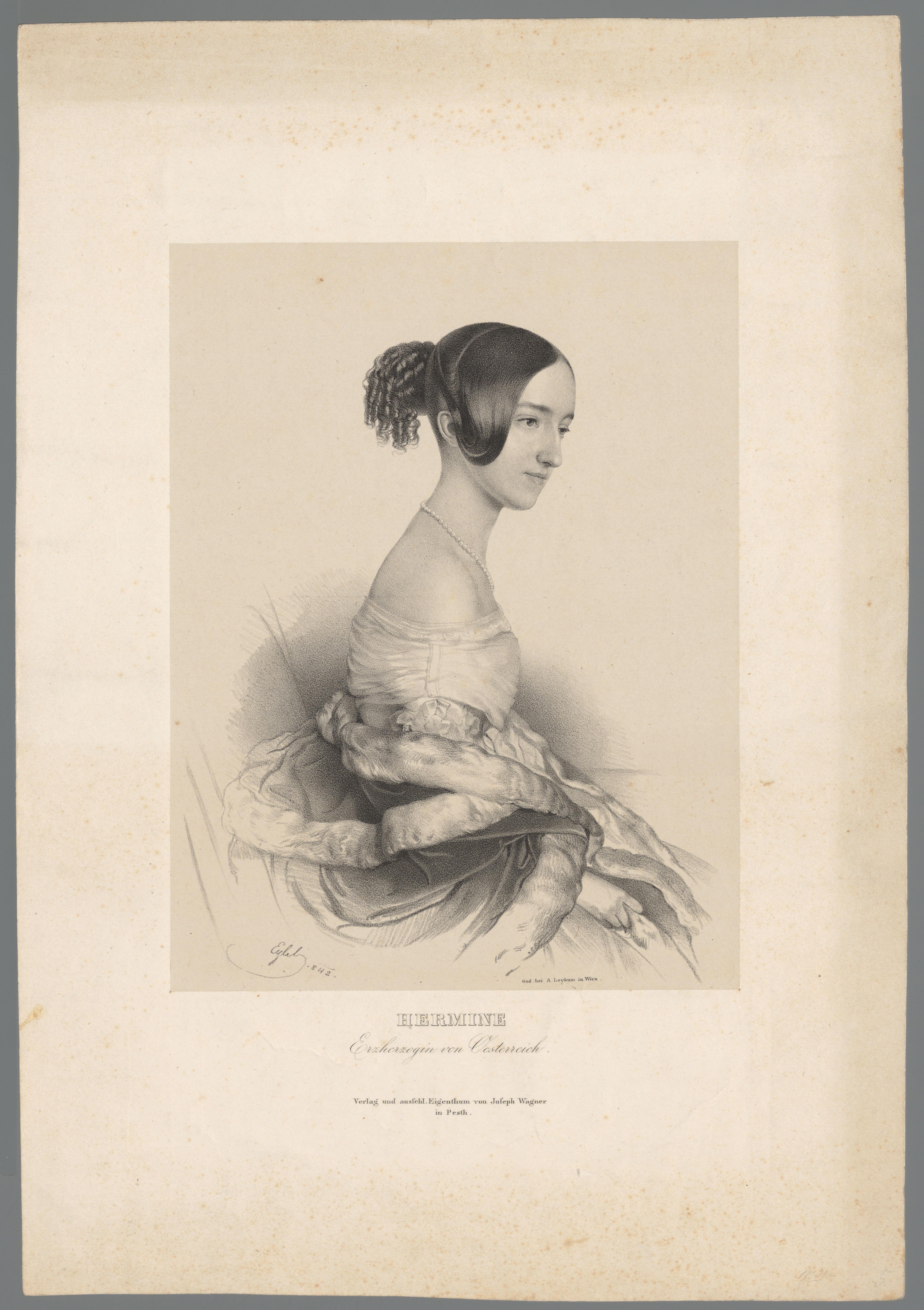 Portret van Hermine Amalie Marie van Oostenrijk