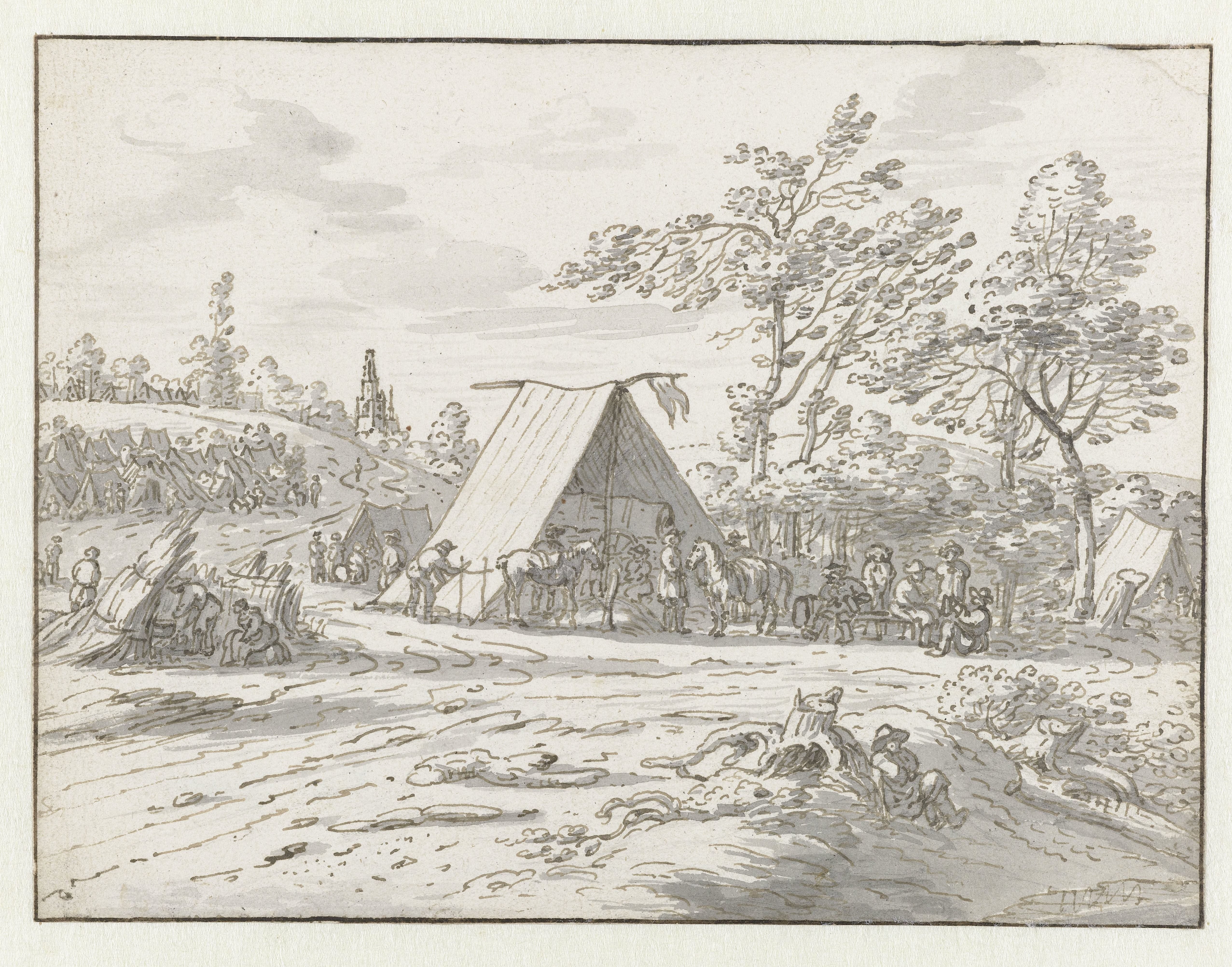 View of an Encampment of the Army of Willem III near Halle, Flemish Brabant