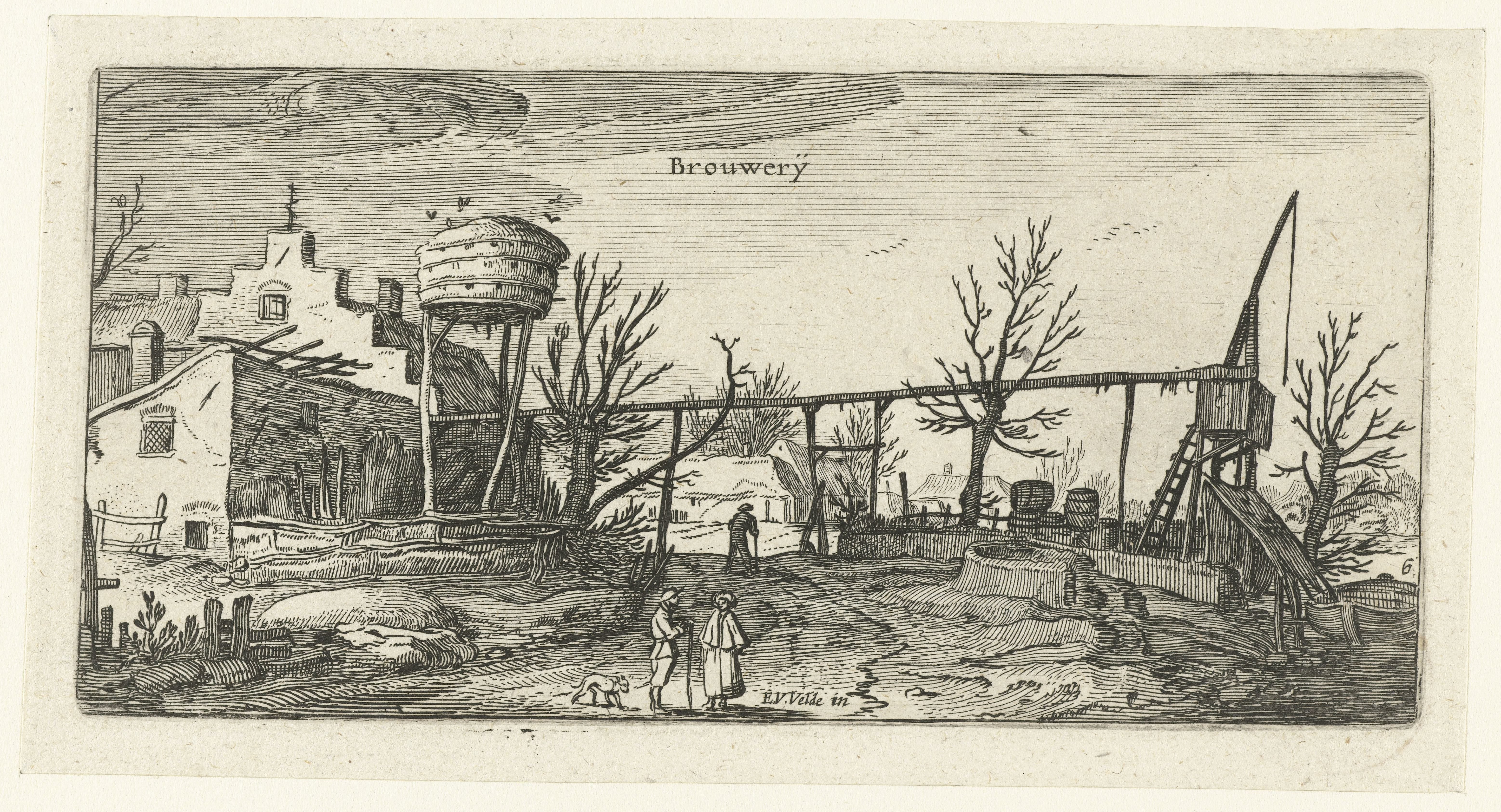 Landschap met een brouwerij