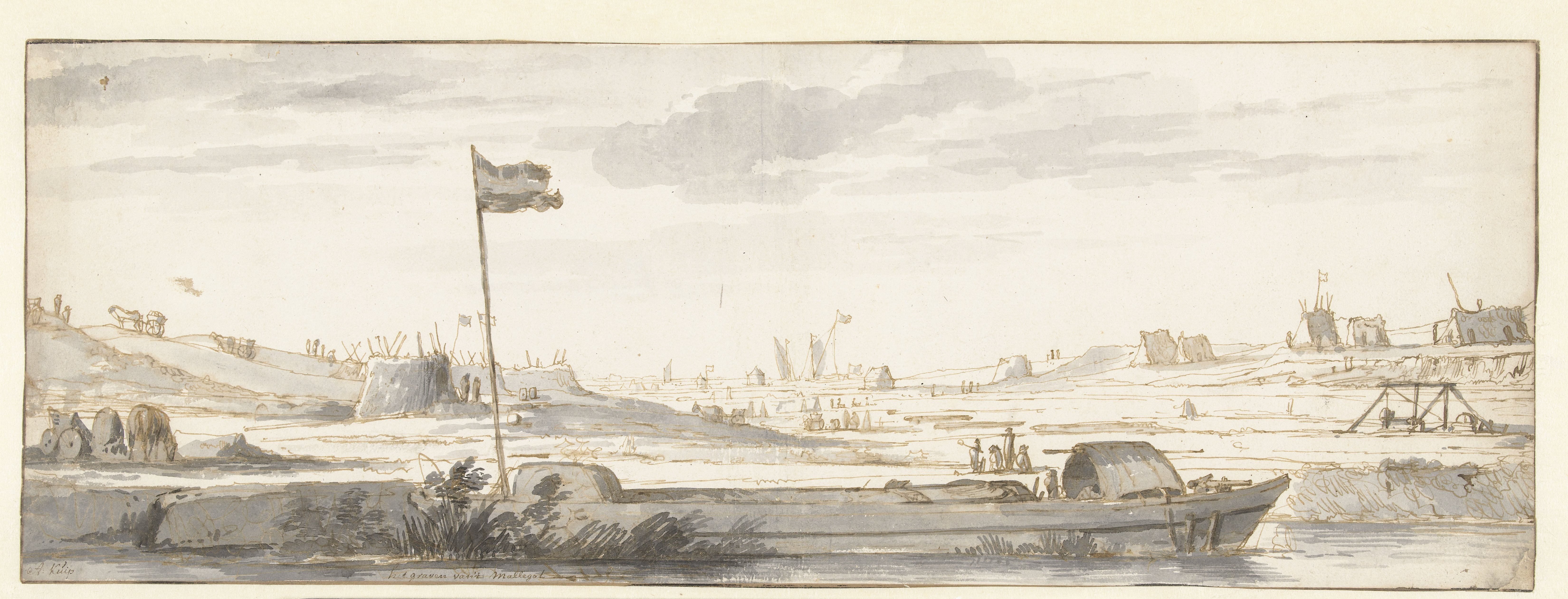 Het graven van het Mallegat buiten Dordrecht, 1648