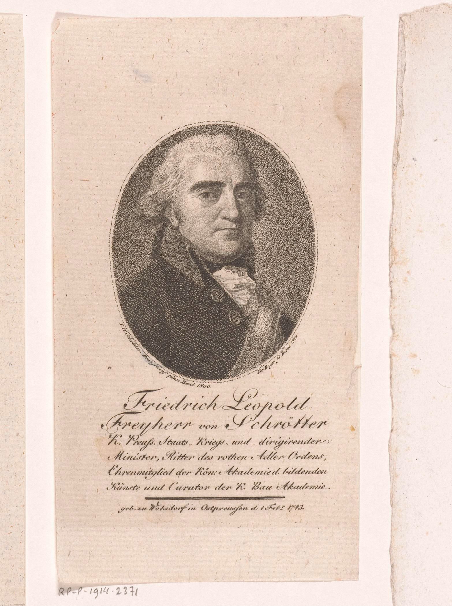 Portret van Friedrich Leopold, Freiherr von Schrötter