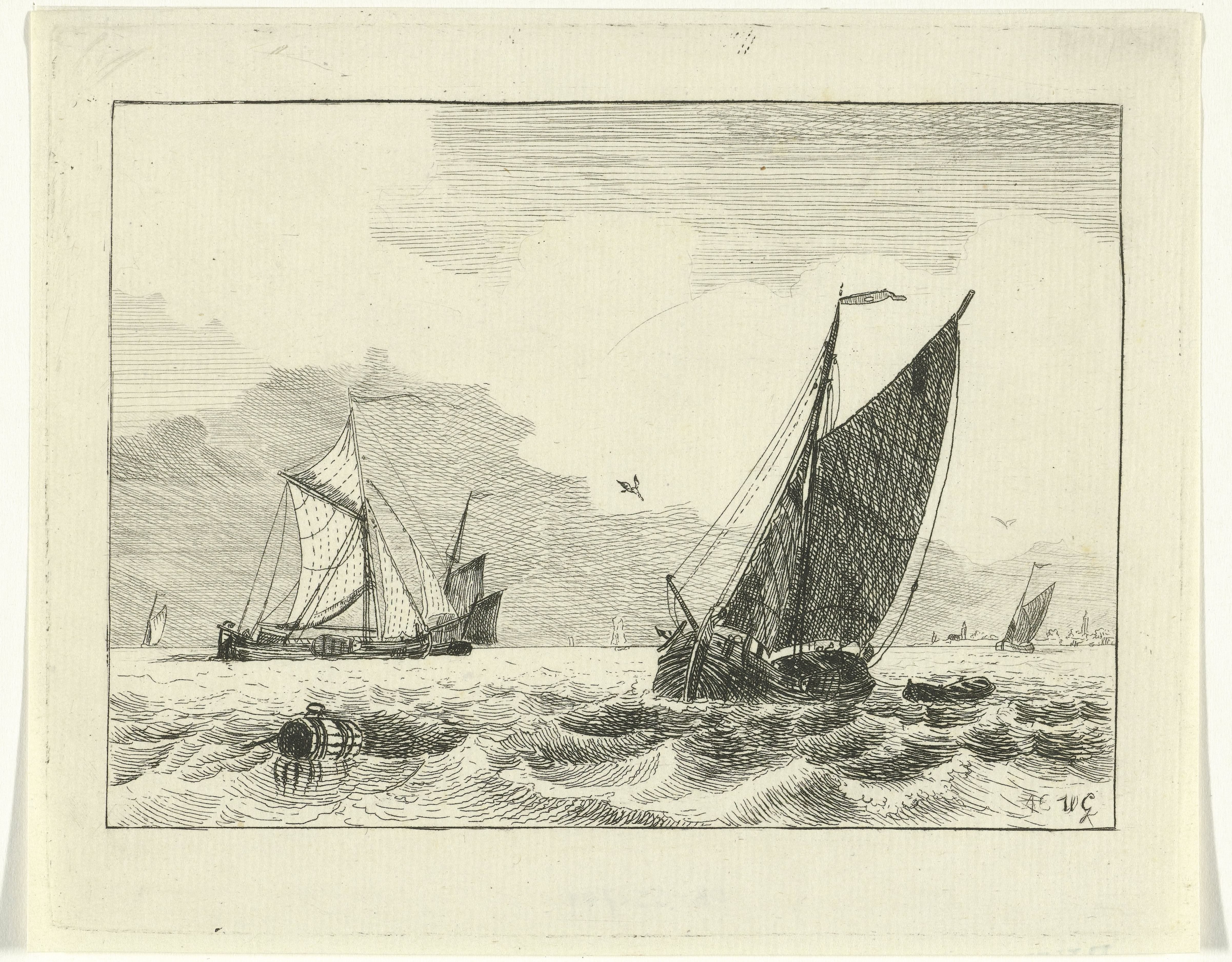Binnenwater met zeilschepen