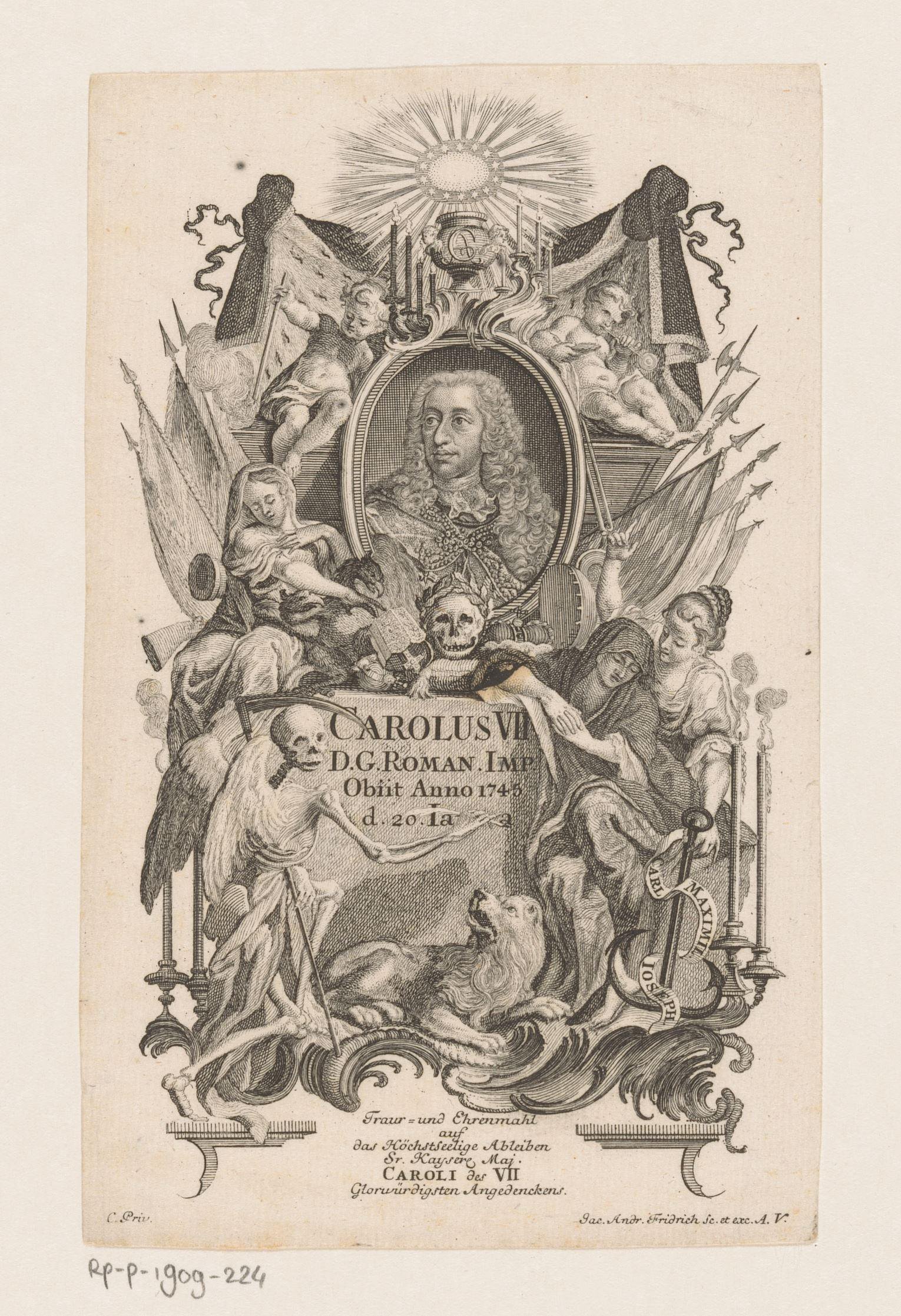 Portret van keizer Karel VII Albrecht ter nagedachtenis aan zijn overlijden in 1745