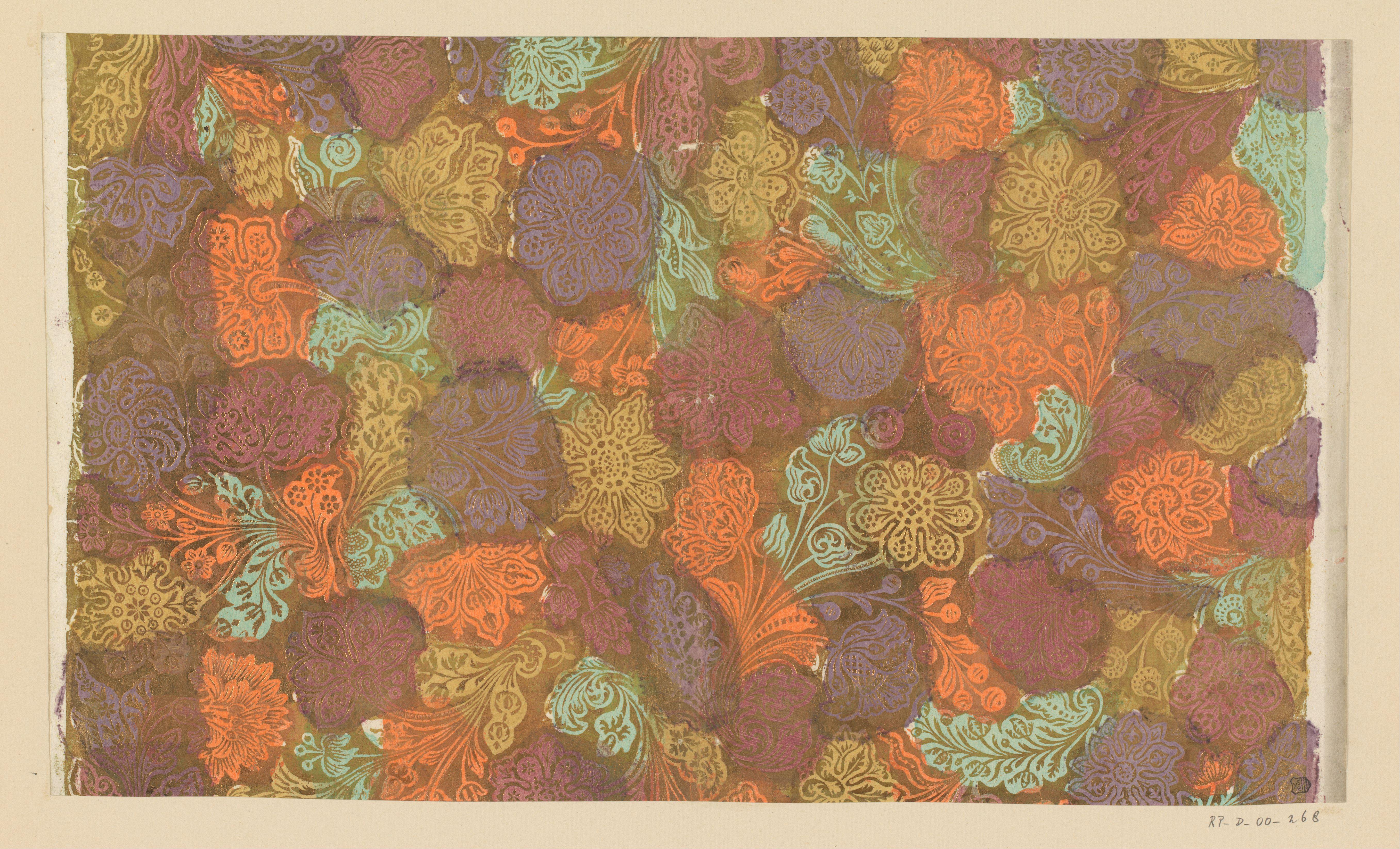 Blad met ranken met bloemen
