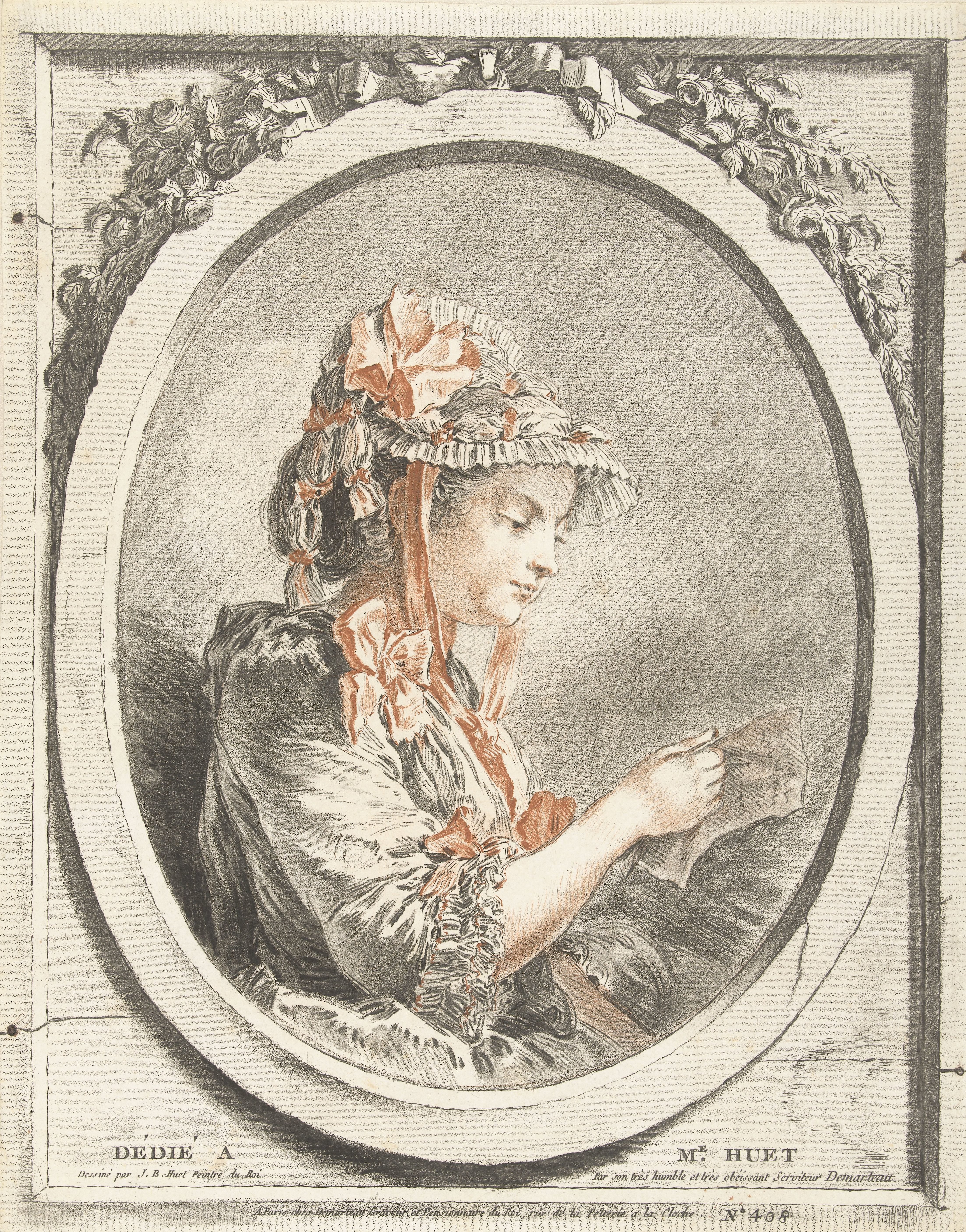 Lezende vrouw in ovaal