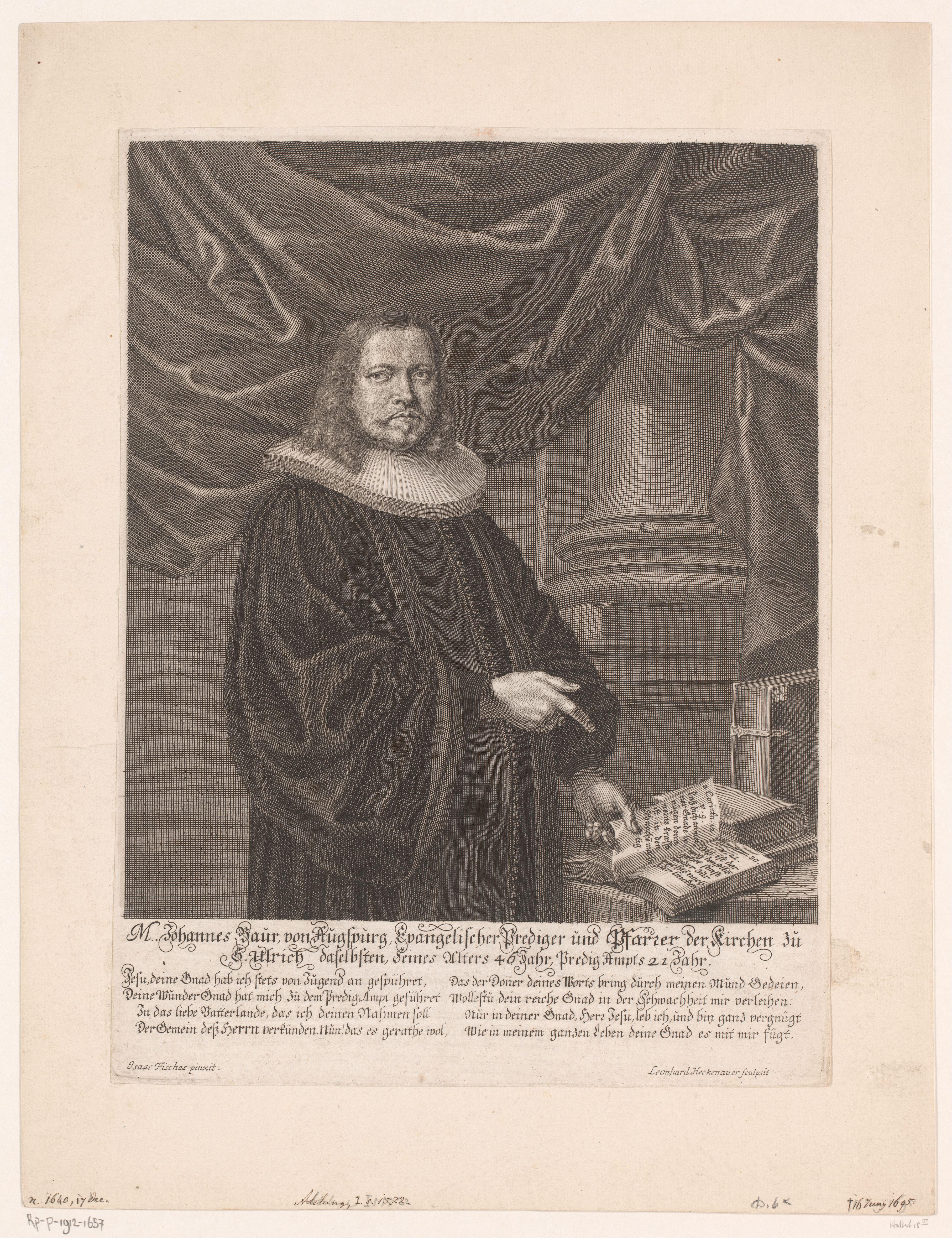 Portret van Johann Baur op 46-jarige leeftijd