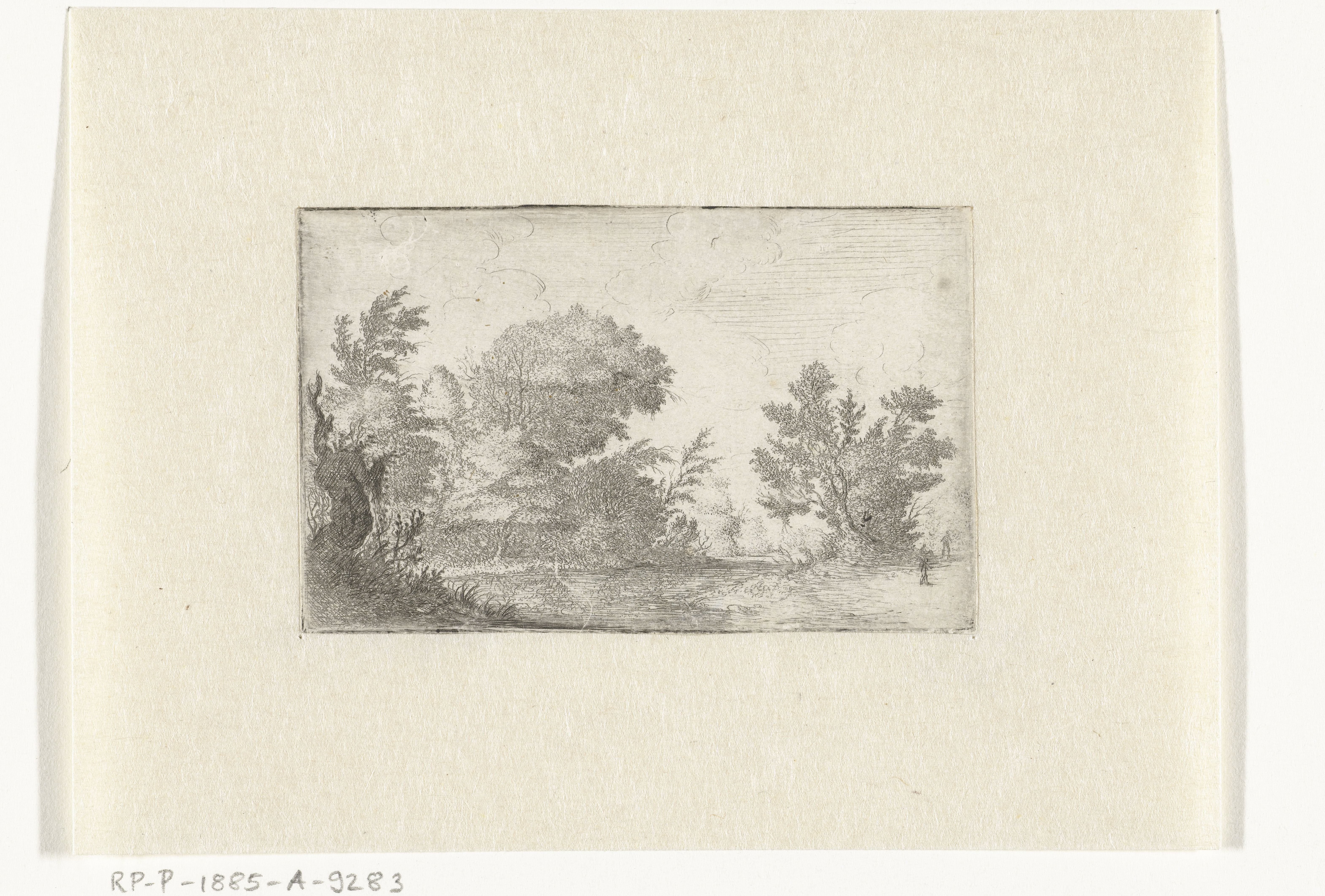 Landschap met een dode boom en een man