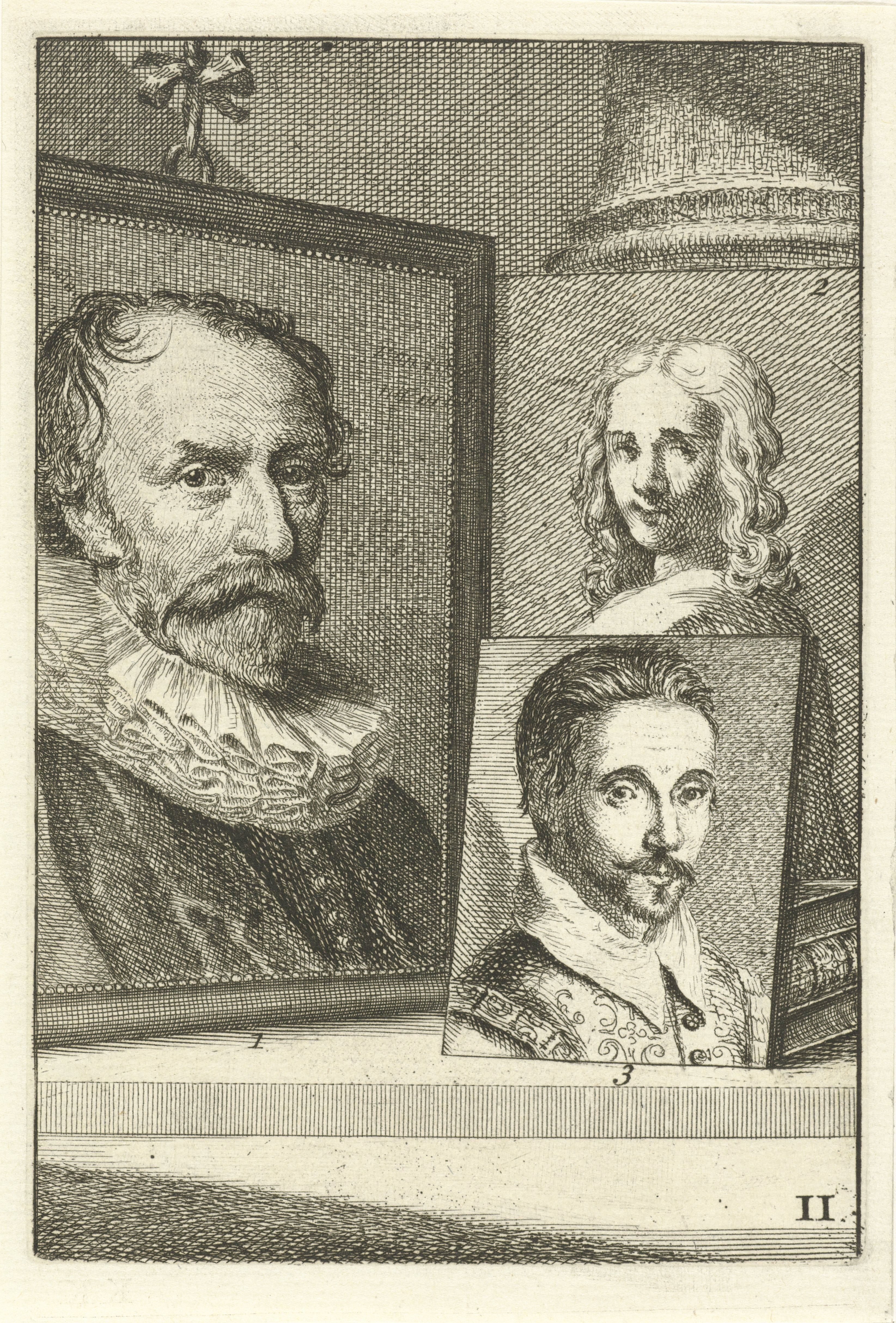 Portretten van Michiel Jansz. van Mierevelt, een niet geïdentificeerd persoon en Willem Jacobsz. Delff
