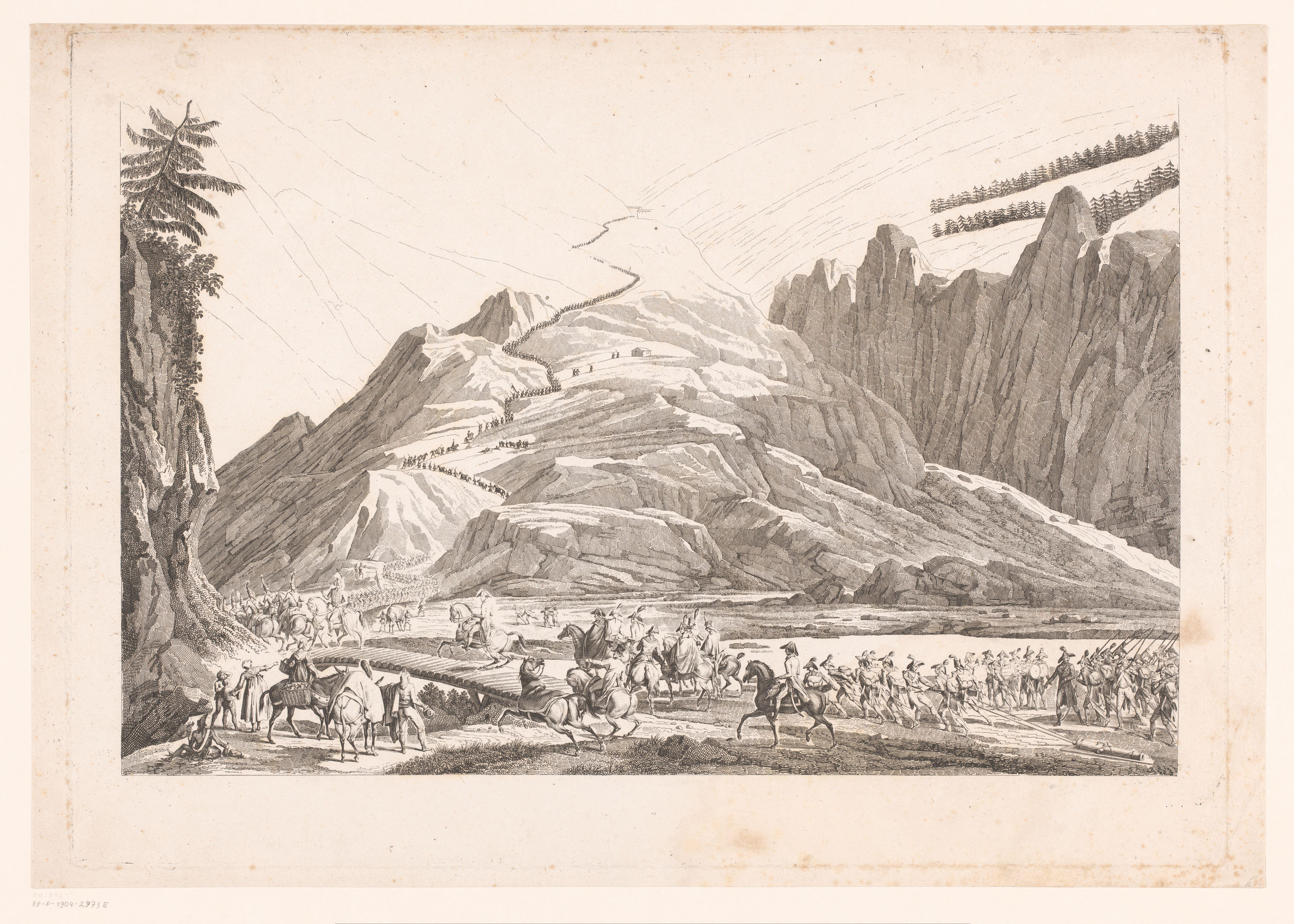 Berglandschap met reizende cavalerie
